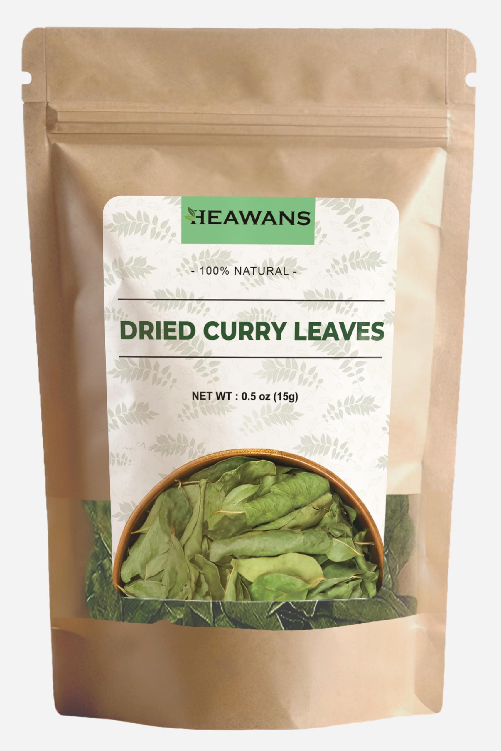 Premium Air Dried Curry Leaves 0.5oz (15g) – 100% Natural Whole Kadi Patta, Each Leaf Carefully Handpicked, Non-Broken & Aromatic