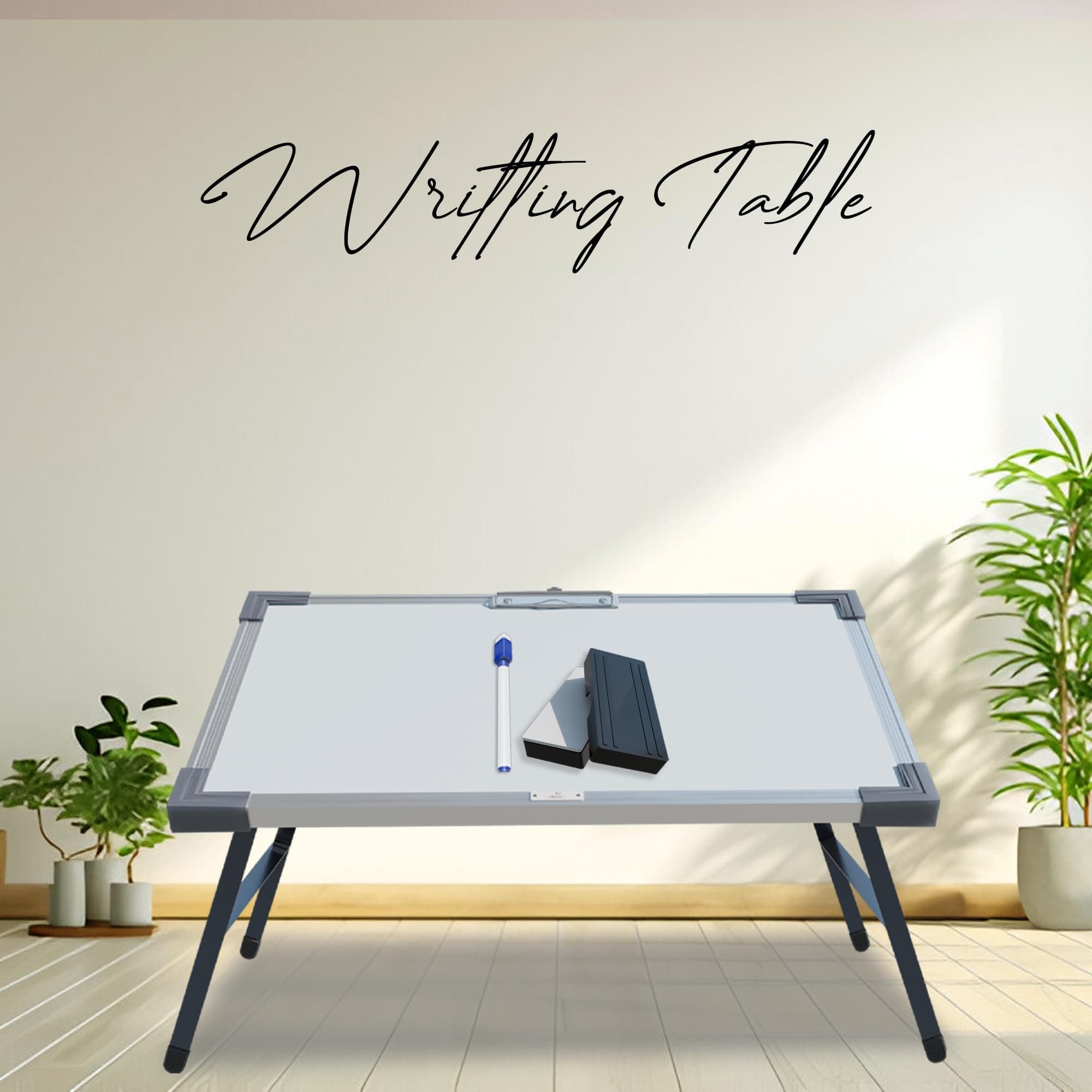 ROSE® Multipurpose White Board Study Lapdesk, Foldable & Portable Study Table with Adjustable Height, Laptop, Writing & Study Desk for Kids, Bed & Office Use (16" X 24")