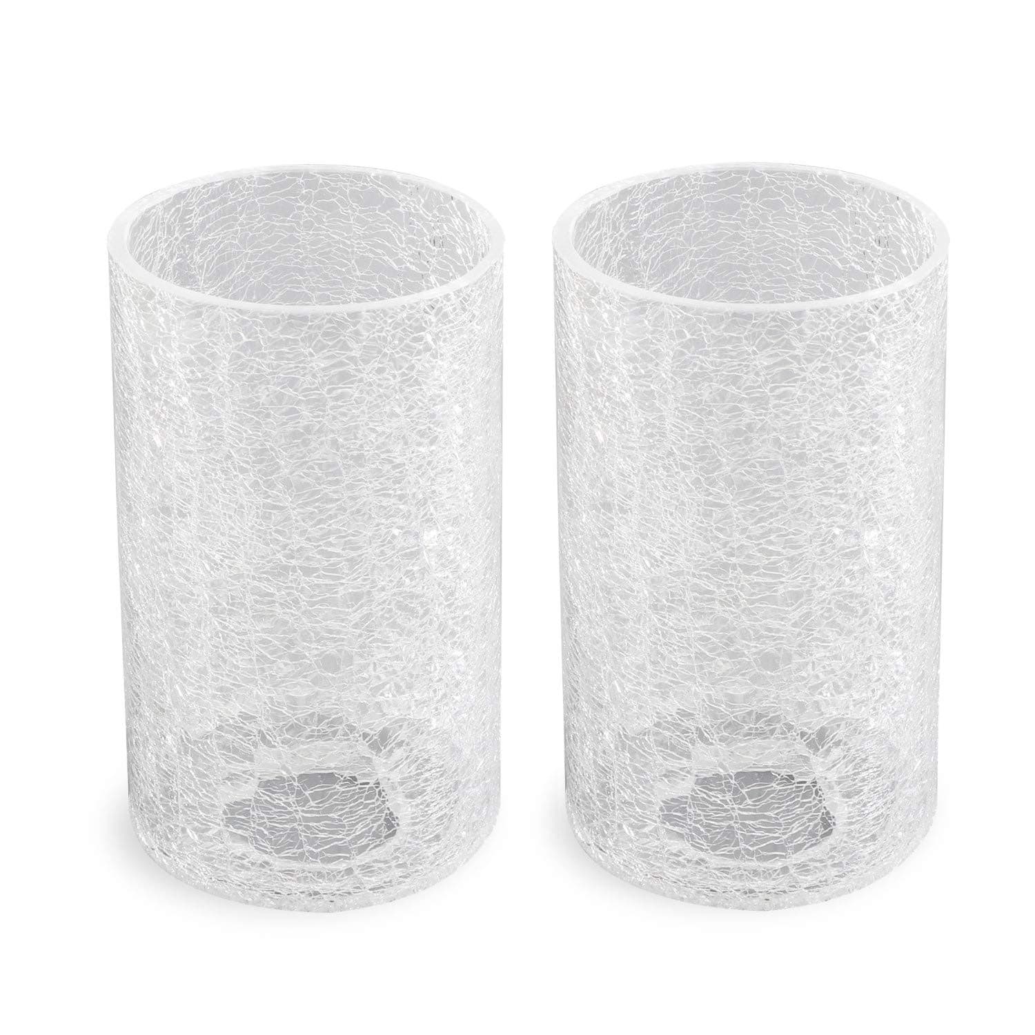 2 Pack Clear Glass Lamp Shade with Crack Finish, Fixture Replacement Glass Globe or Lampshade with 1-5/8-Inch Fitter Opening A00014