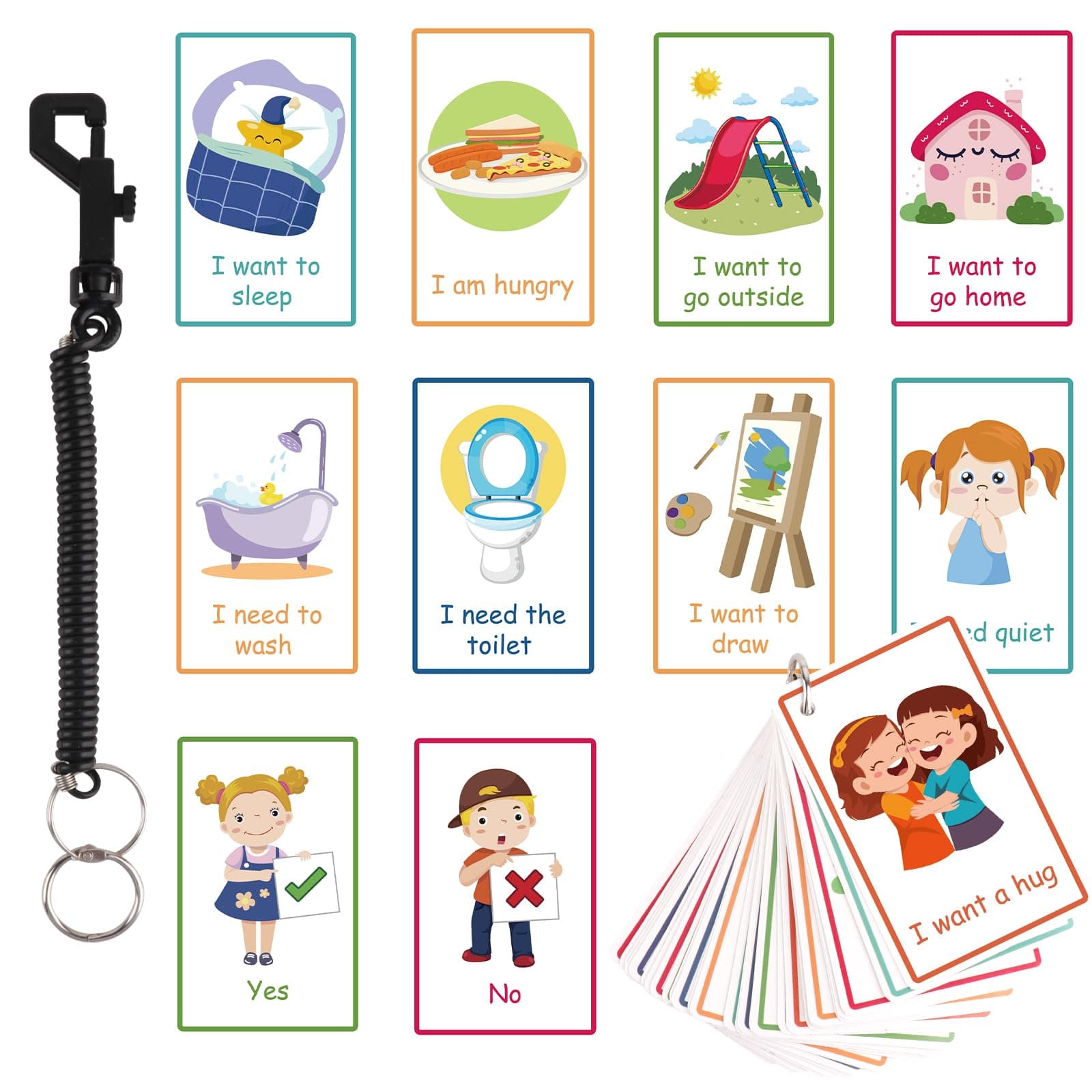 Communication Cards Pecs Flashcards - 30pcs Pecs Cards Sign Language Flash Cards Communication Board autism Aids Visual Aids for Autistic Children Non Verbal Speech Therapy