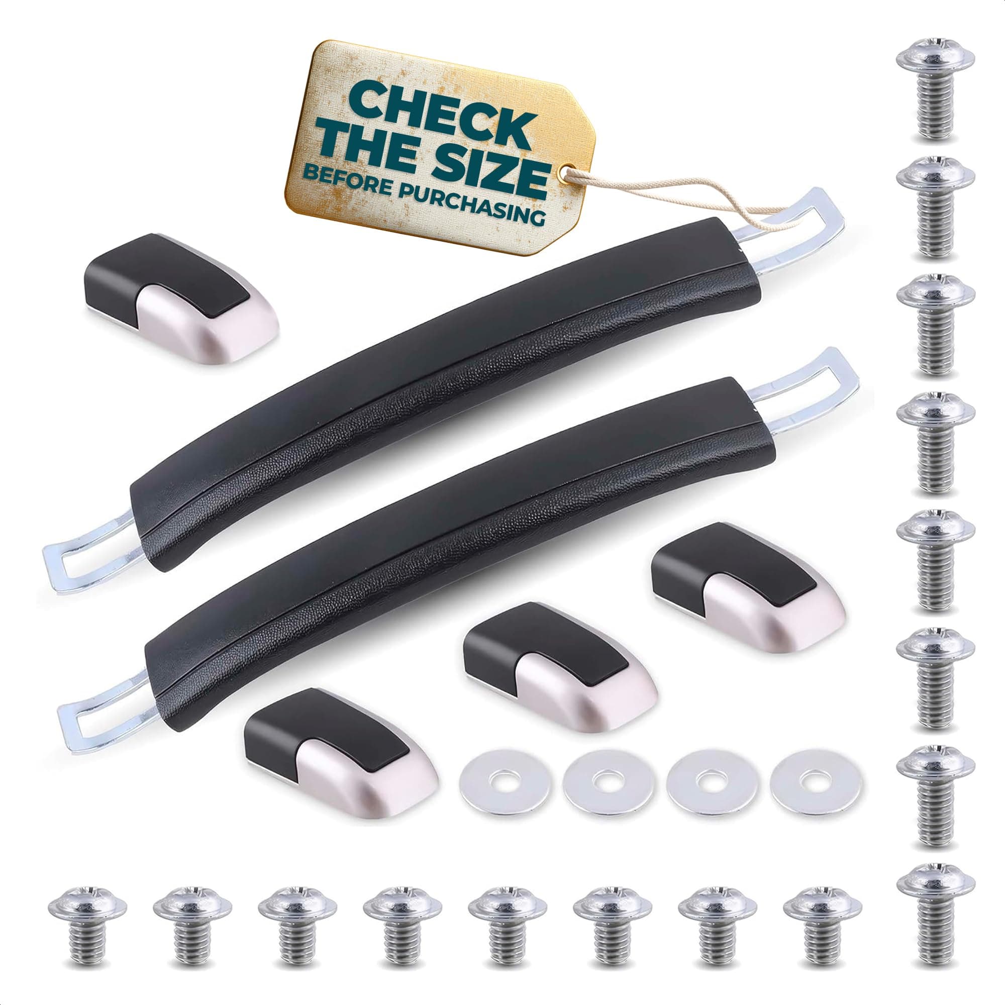 2 Pcs Luggage Handle Replacement - Suitcase Handle Replacement with Screws, Washers & End Caps, Fits 8.9" Hole Spacing, 9.56" Length - Protective Coated Plastic for Suitcase, Bag, Briefcase Repairs