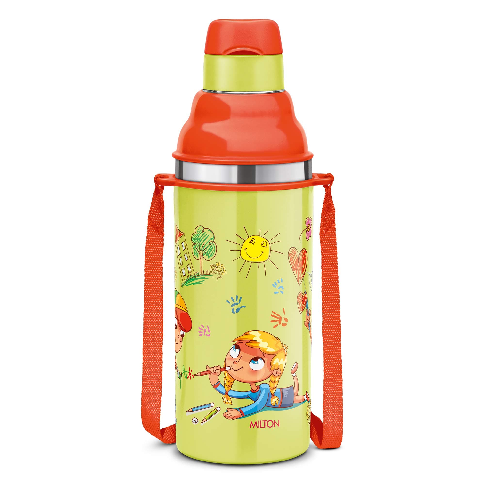 Kool Stunner 400 Kids Plastic Insulated Water Bottle with Straw, 380 ml, Sipper Bottle, Leak Proof, BPA Free, Food Grade, School & Picnic Bottle, Sea Green