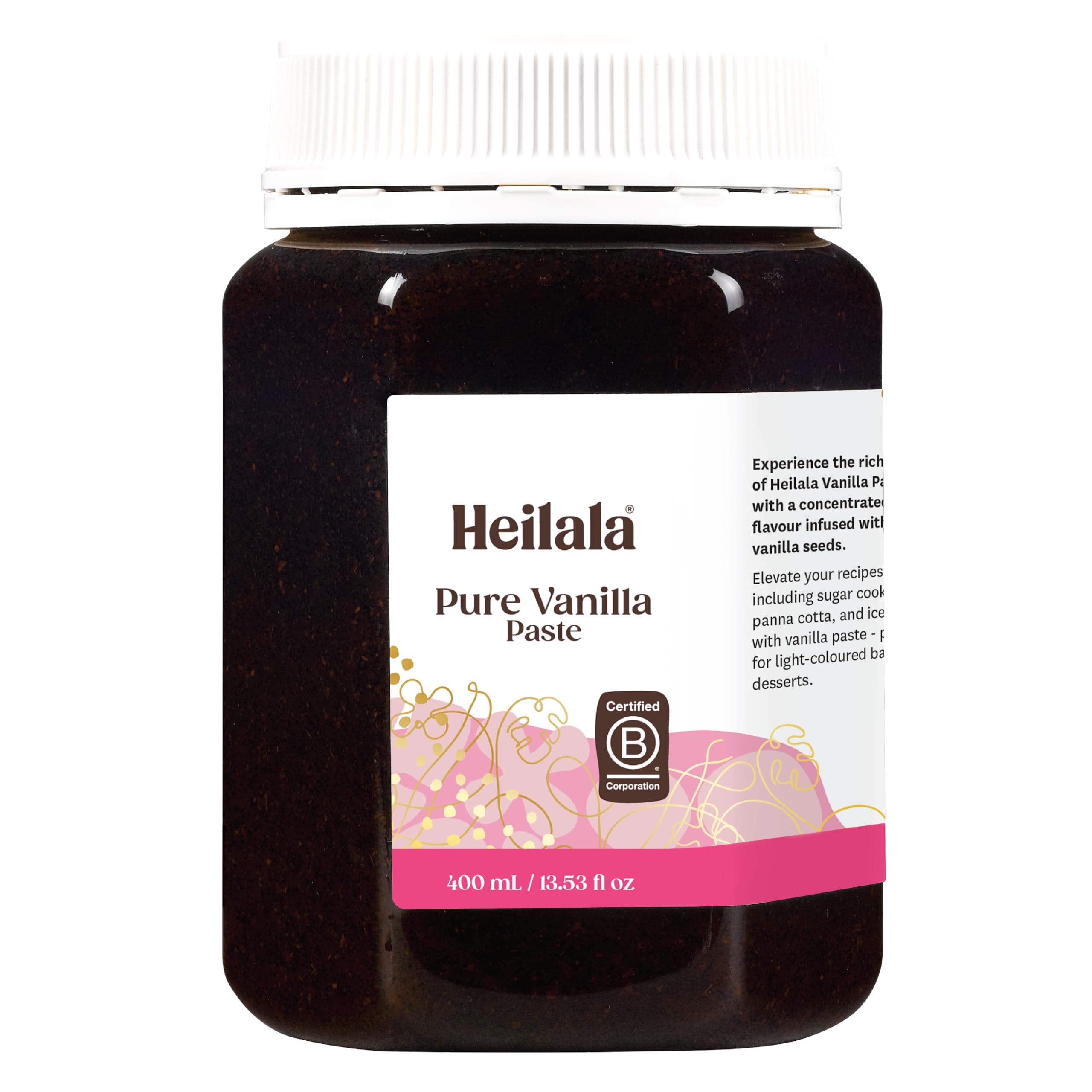 HEILALA - Pure Vanilla Bean Paste - Gourmet Madagascar Bourbon Variety, Crafted with Hand-Selected & Ethically Sourced Vanilla Pods for Baking and Dessert recipes, Gluten Free - 400ml