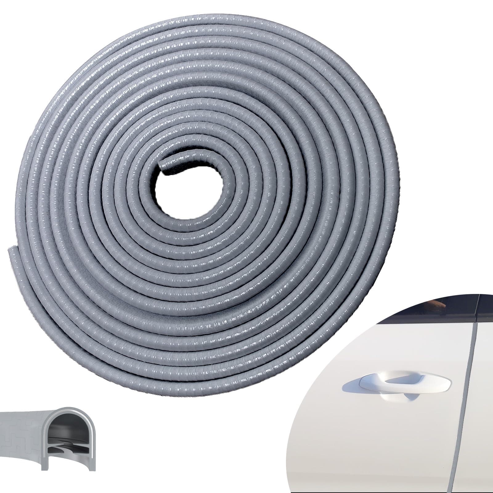 Car Door Edge Guards, 13.1Ft(4m) Car Door Protector Edge Guards Rubber Seal, Doors Trim U Shape Edges Guard for Cars Trucks Suvs (Gray)