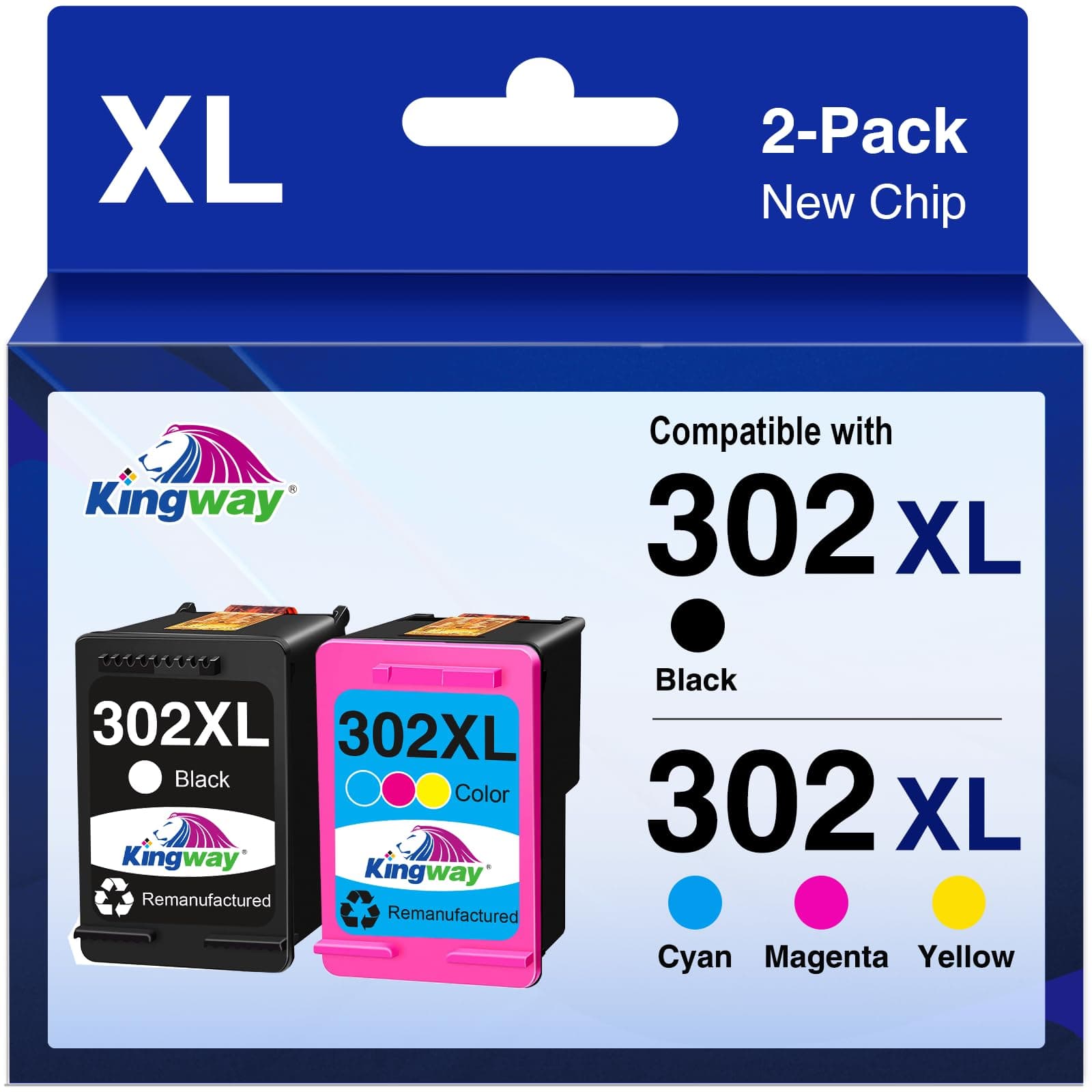 302XL Ink Cartridges 302 Ink Cartridges Combo Pack Remanufactured for HP 302 Ink Cartridges Black and Colour, HP 302XL Compatible with HP Envy 4520 4527 4524 4523 OfficeJet 3835 3830 4650 DeskJet 3630