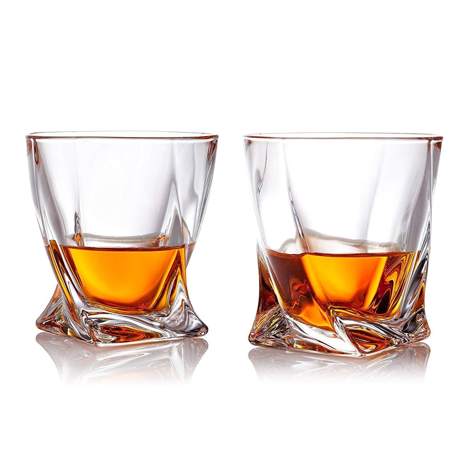 SOLAVIA Quadro Crystal Clear Whiskey Glass Tumbler | 340 ml Bourbon Spirits, Scotch, Set of 2