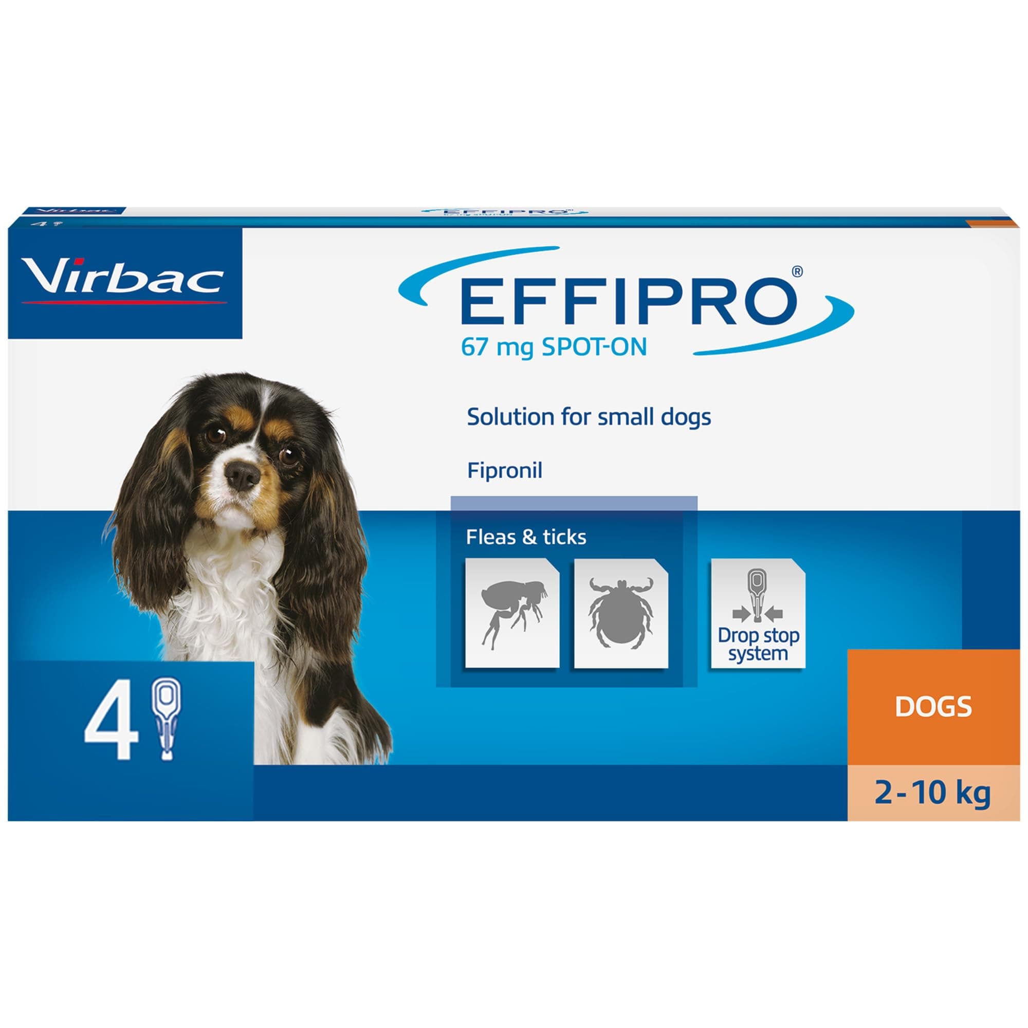 Effipro Flea & Tick Spot-On for Small Dogs 2-10kg | Fast-Acting | 4 Pipettes| Vet-Strength Formula | Easy to Apply | Kills Fleas & Ticks