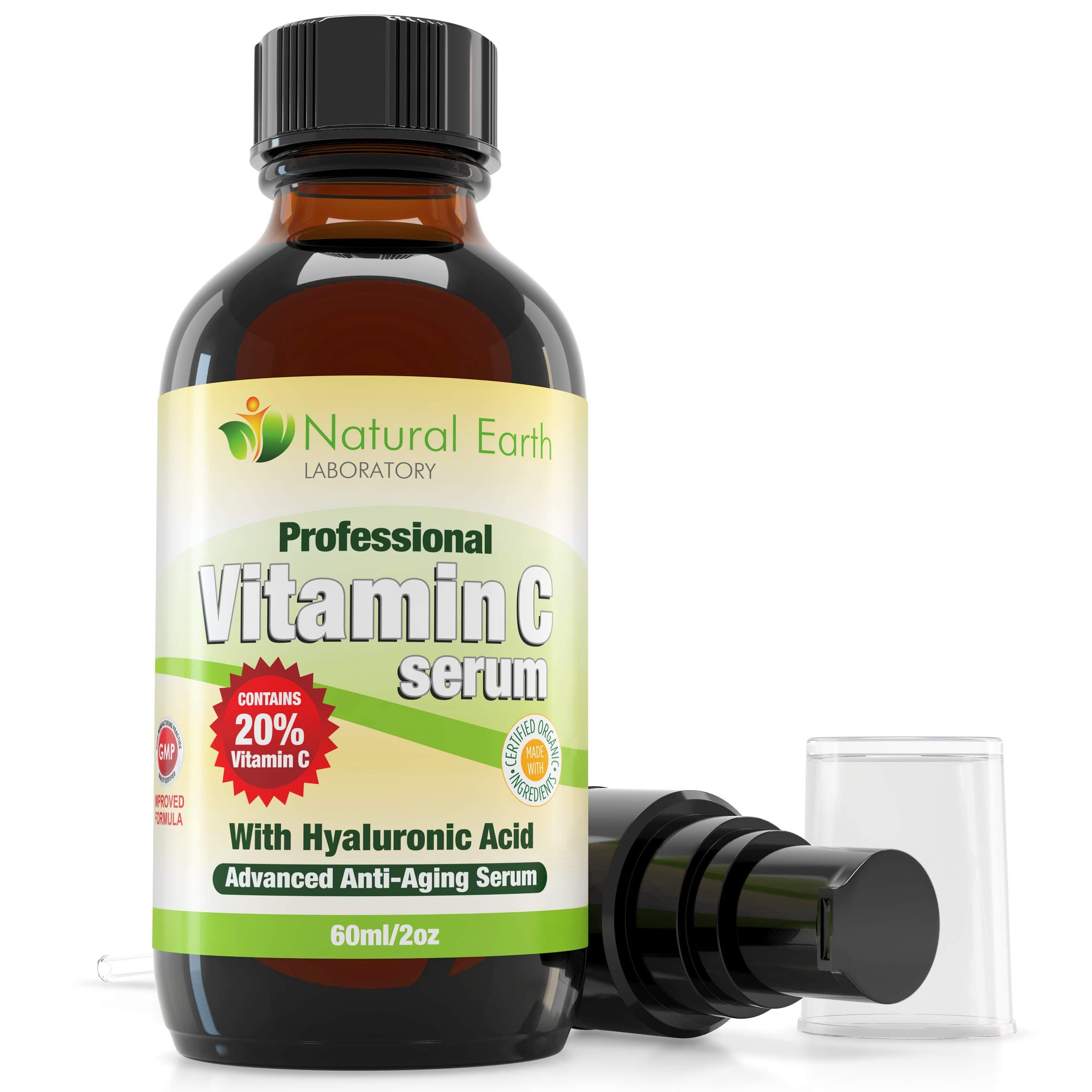 Vitamin C Serum for Face and Skin with Hyaluronic Acid. 60 ml, 2 X larger. Anti Ageing & Anti Wrinkle Serum. Proudly made In Canada.