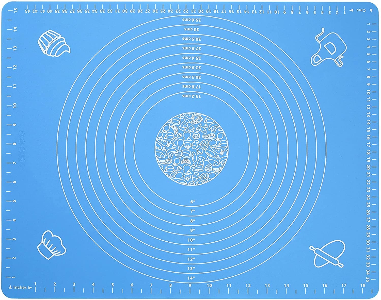 Silicone Baking Mat for Pastry Rolling Dough with Measurements,19.7" x 15.7" BPA Free Non stick and Non Slip Blue Table Sheet Baking Supplies for Bake Pizza Cake
