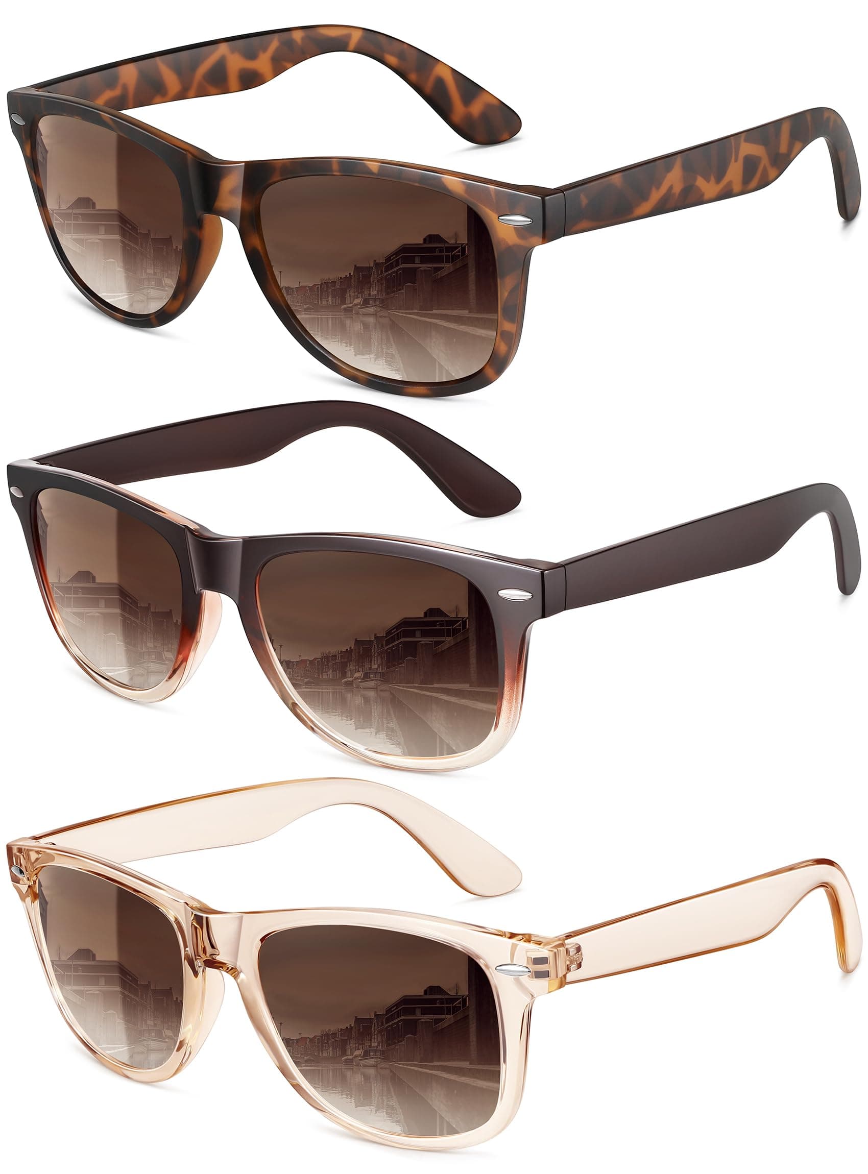 MEETSUN Polarized Sunglasses for Women Men Classic Retro Trendy Driving Sun Glasses UV400 Protection (3 Pack)