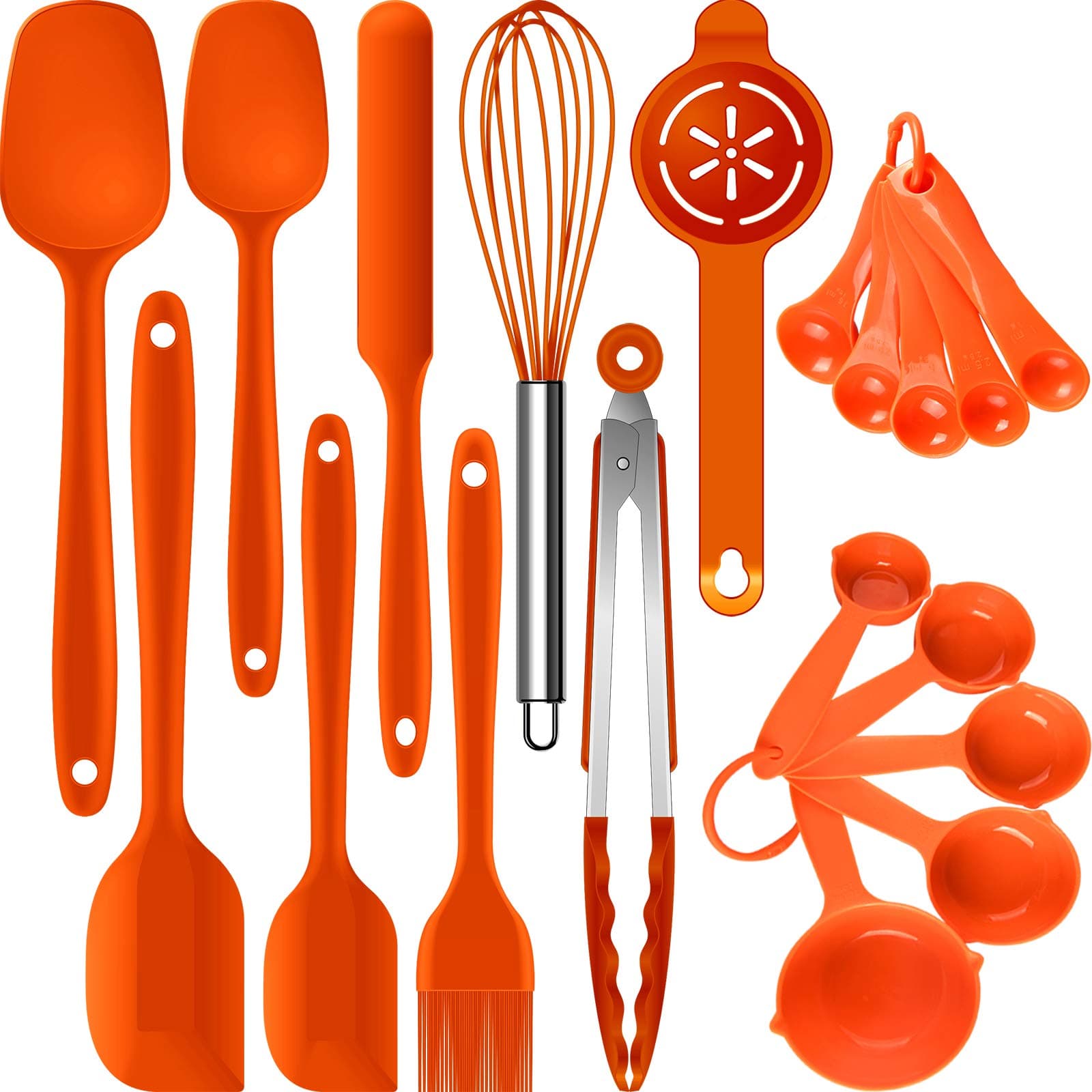 Silicone Spatula Set - Spatulas Heat Resistant,Rubber Spatula Set, Mixing/Baking Utensils,Cooking Spatulas for Nonstick Cookware,Kitchen Spatula Tools,BPA-Free,Dishwasher Safe (Orange)