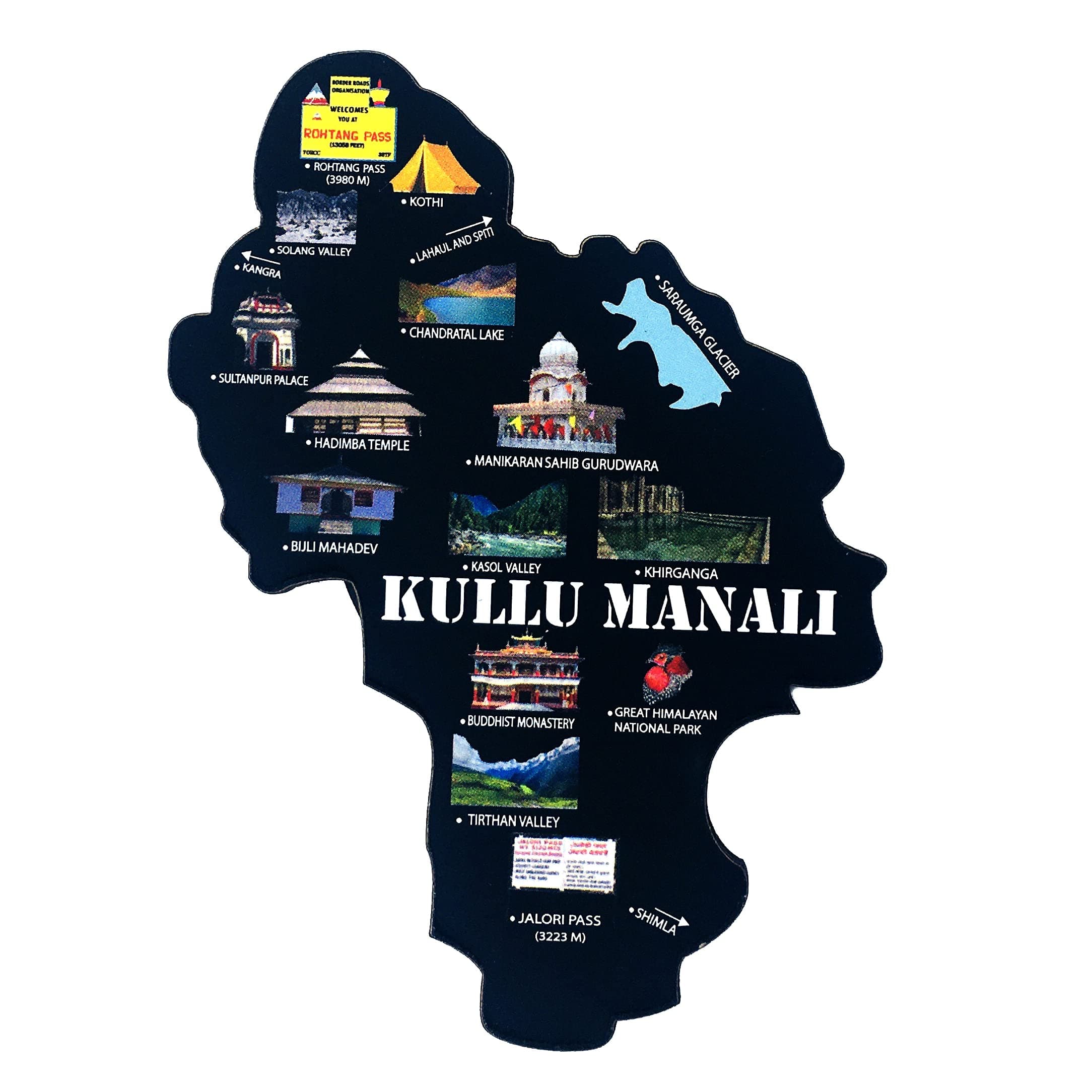 IndusSeller_Kullu Manali Map Shape Fridge Magnet Medium Size (Pack of 1)