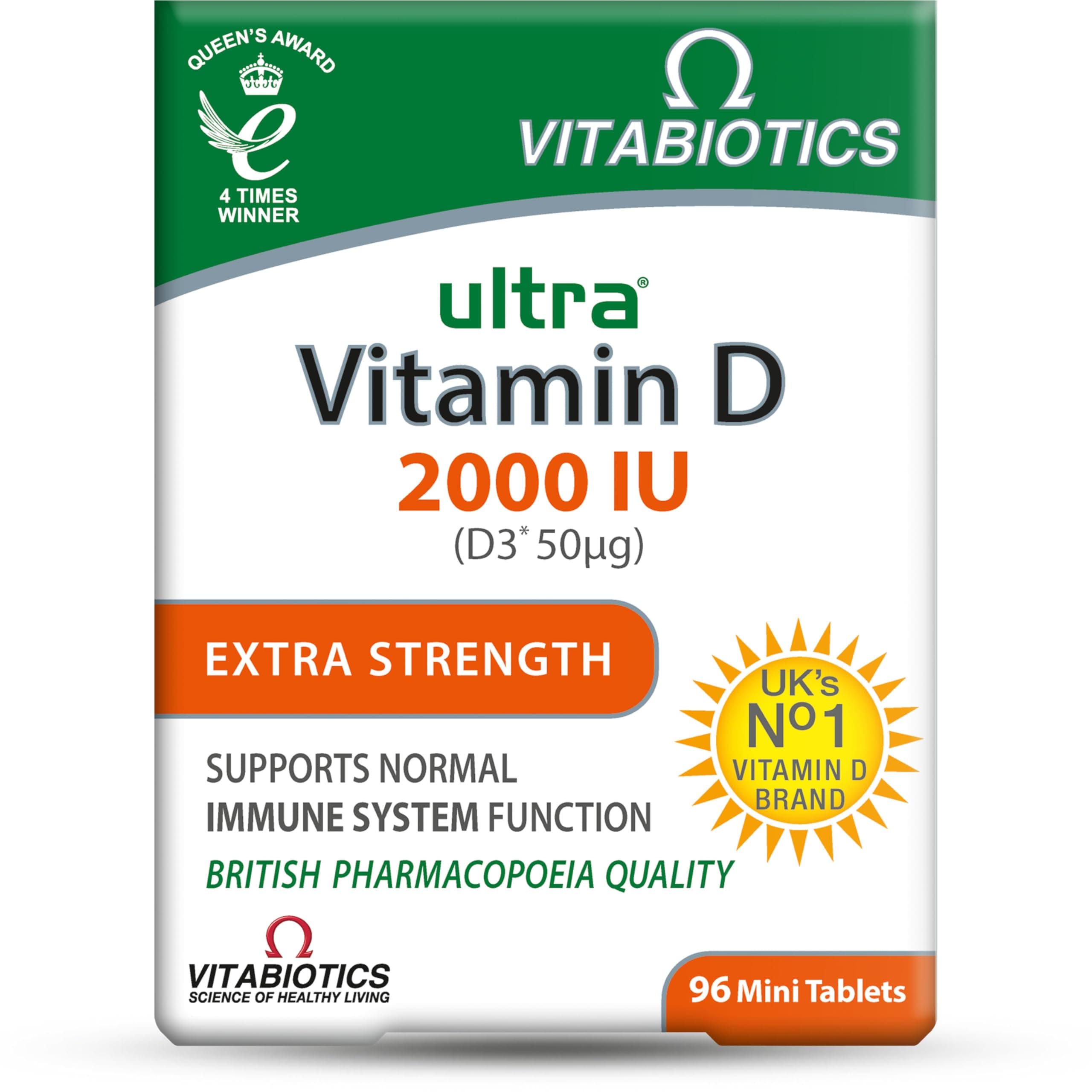 Vitamin D Tablets 2000IU, Vitabiotics Ultra-96 Count 1-Pack