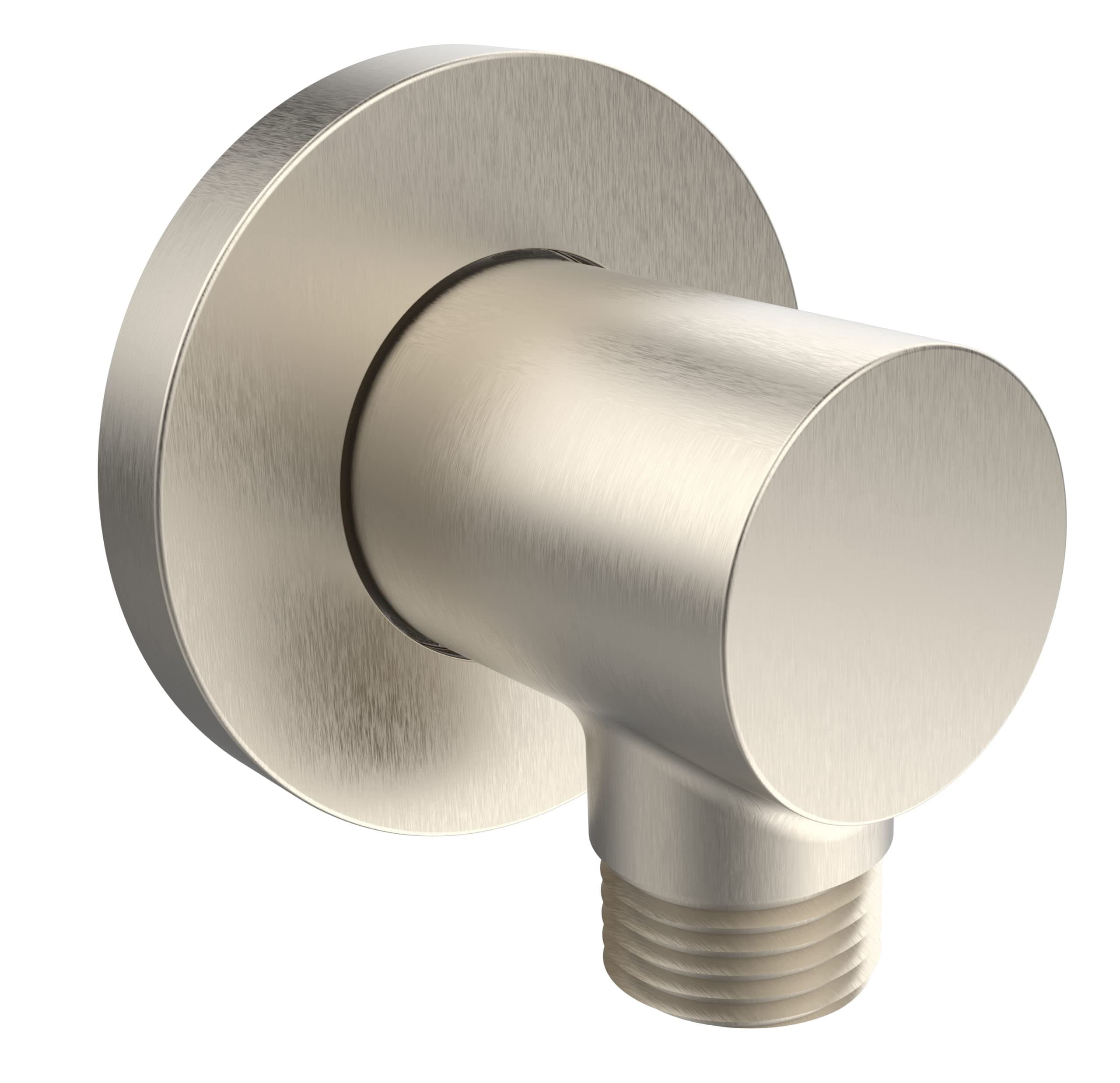 Aquaiaw Wall Supply Elbow with O-Ring Flange, Tapered 1/2 NPT Female Inlet, Solid Brass Wall Union, Round Water Supply Elbow, PVD Brushed Nickel, G1/2 Outlet