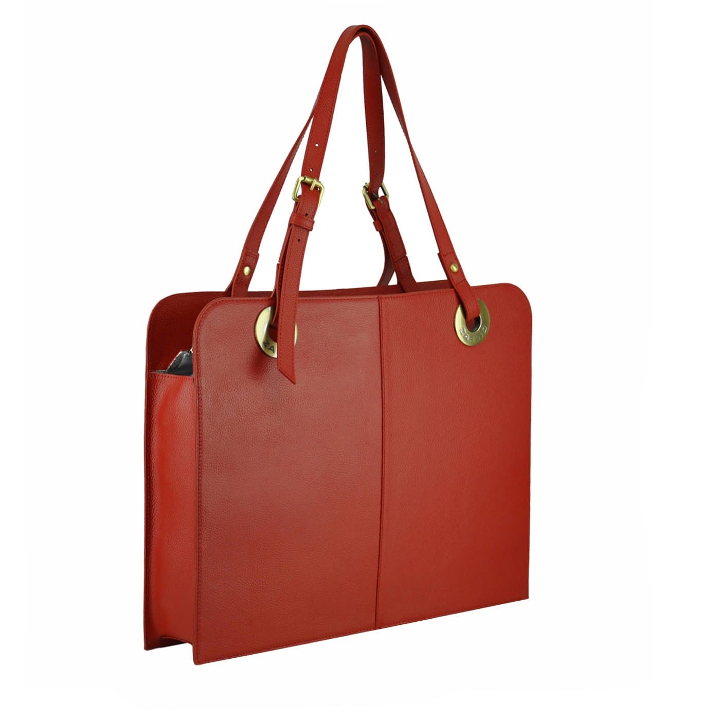ZAFINO Business Tote Laptop Bag - Leather, Hand Made Computer Bag - Designed in Australia for Women on The go. Don't Settle for Synthetic When You can Have Lightweight Leather. RED