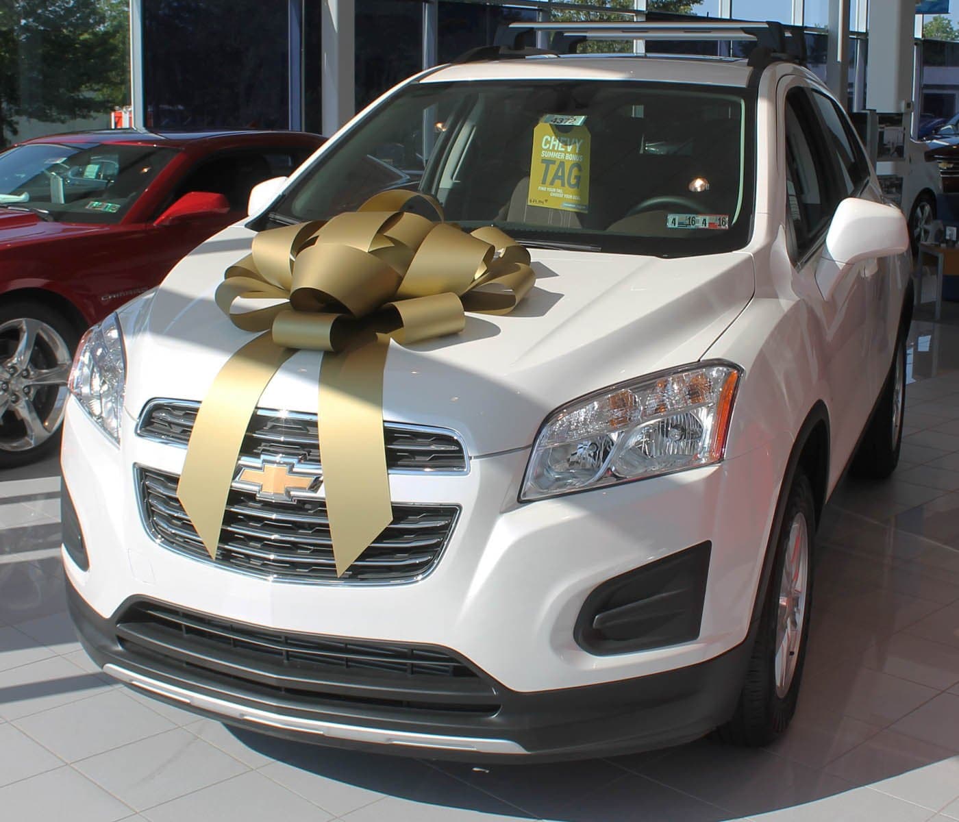 30" Big Suction Cup Car Bow - Made in USA (Gold)