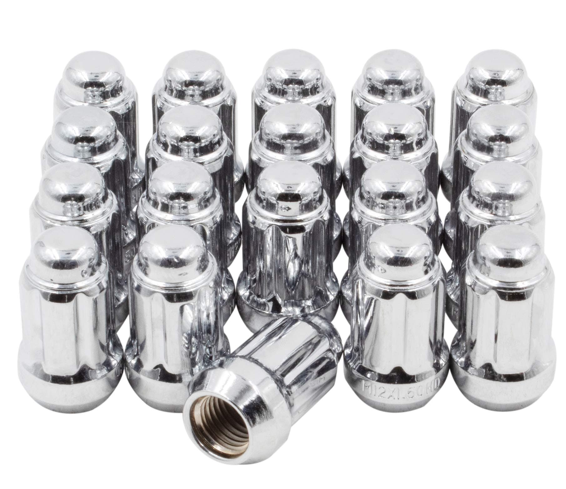 Wheel Accessories Parts 20 Pcs 12mm 1.25 12x1.25 Thread Car Spline 1.38" Long Lug Nut Chrome Spline Fits Most Subaru Pass Cars | Nissan Pass Cars with Aftermarket Wheels