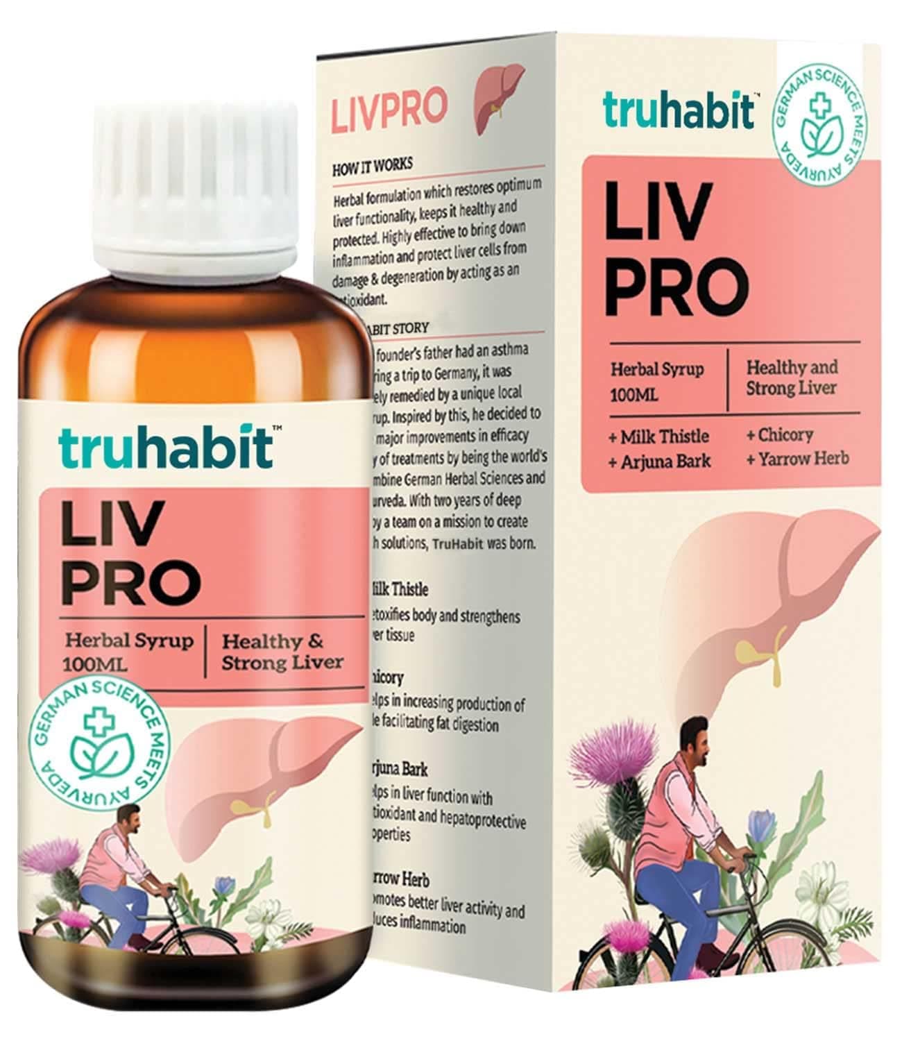 Livpro Liver Detox Syrup with Milk Thistle & Arjuna Bark by Green Cure, Liver Supplement with Milk Thistle Liver Detox Cleanse, Organic Liver Support - German Science with Ayurveda, 3.4 Fl Oz (100ml)