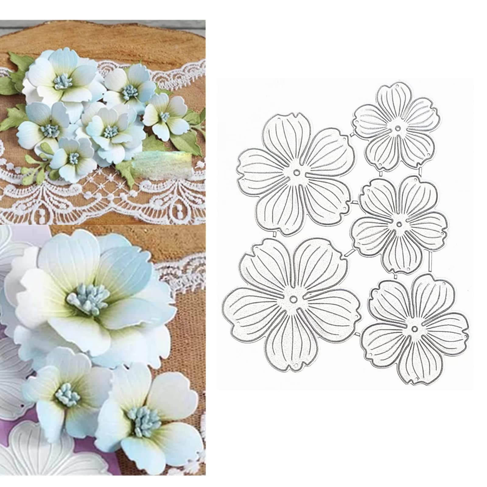 BLUEGALA 5pcs/Set 3D Flowers Frame Metal Die Cuts,Flower Leaves Wedding Cutting Dies Cut Stencils for DIY Scrapbooking Embossing Paper Dies.
