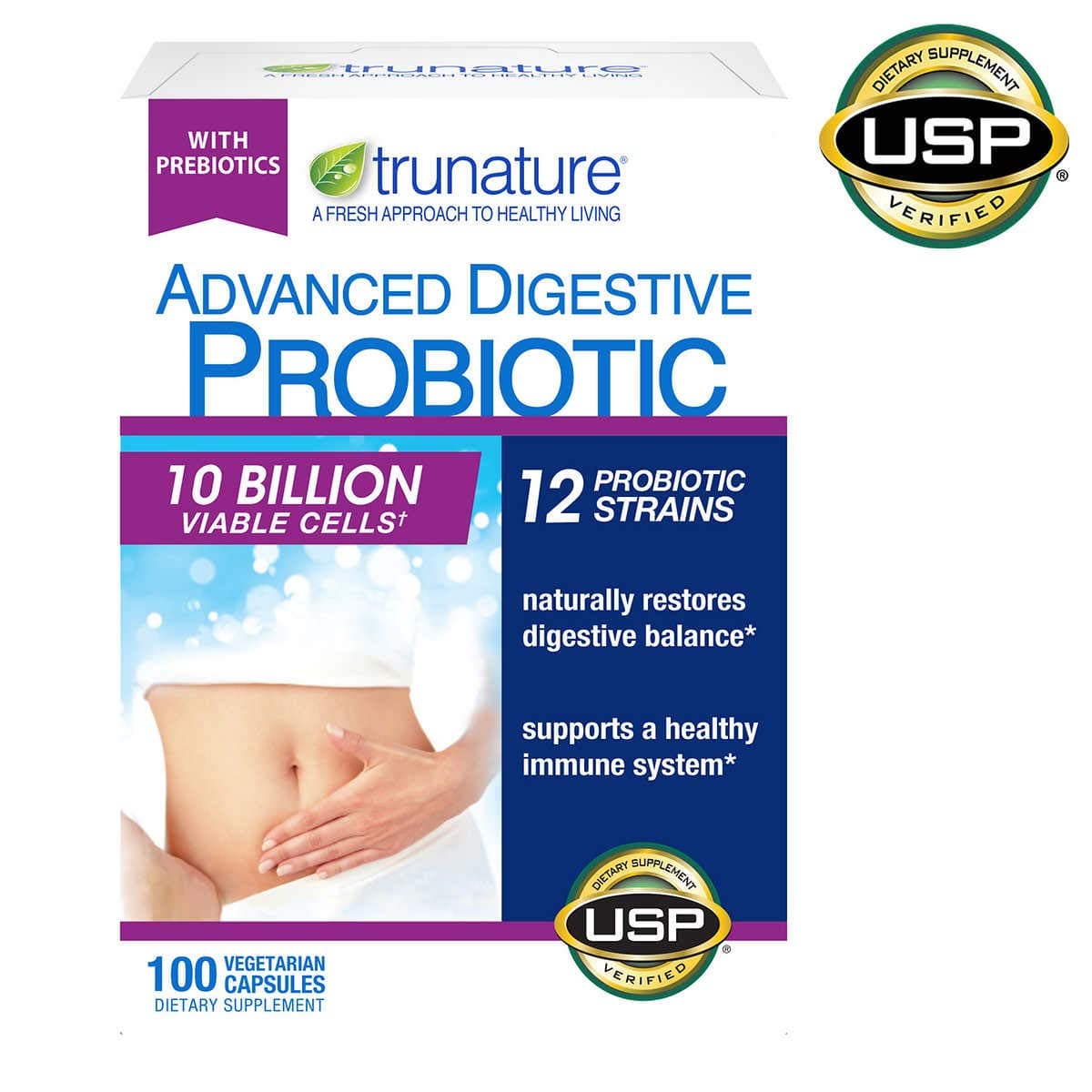 TruNature Trunature Digestive Probiotic Capsules, 100 Count