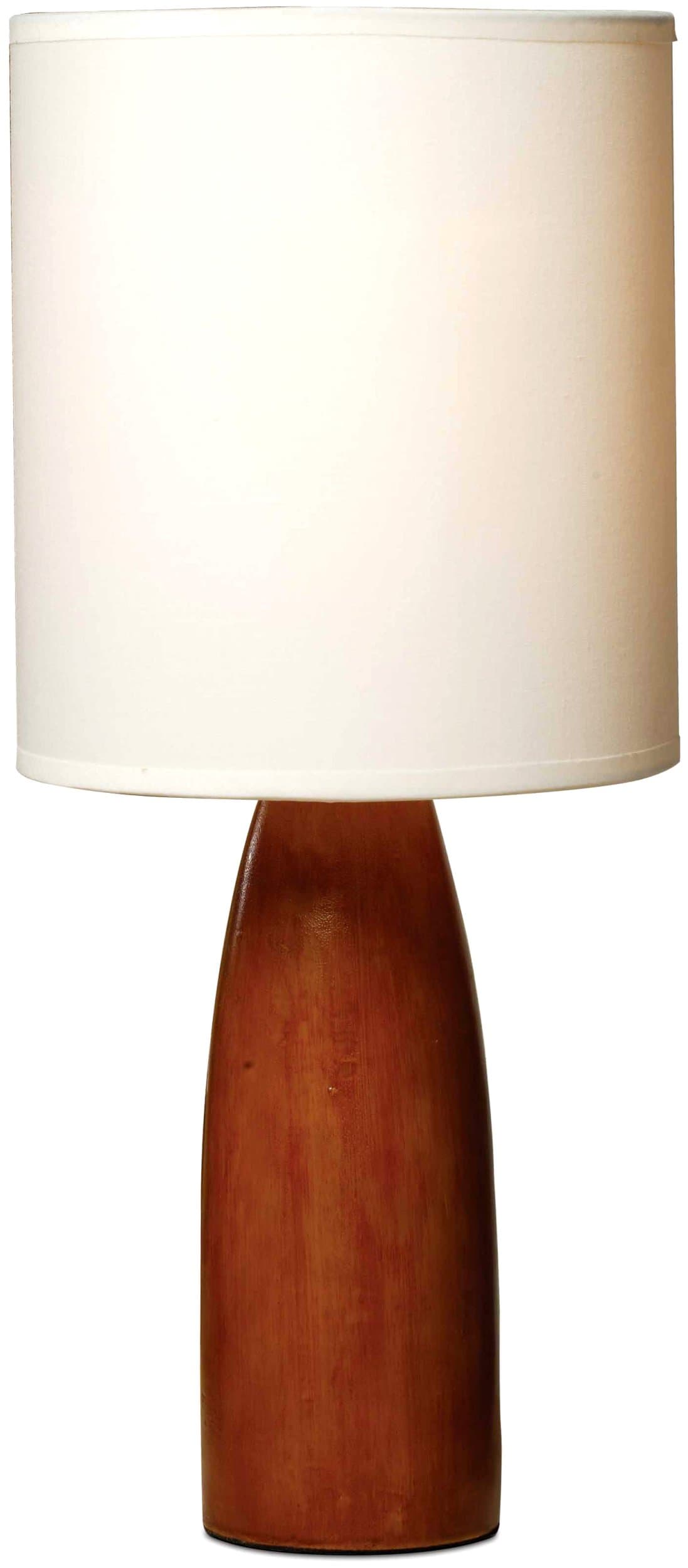 Normande HN1-1482 Flager 60W Wood-Look Table Lamp with Fabric Shade, Polyresin