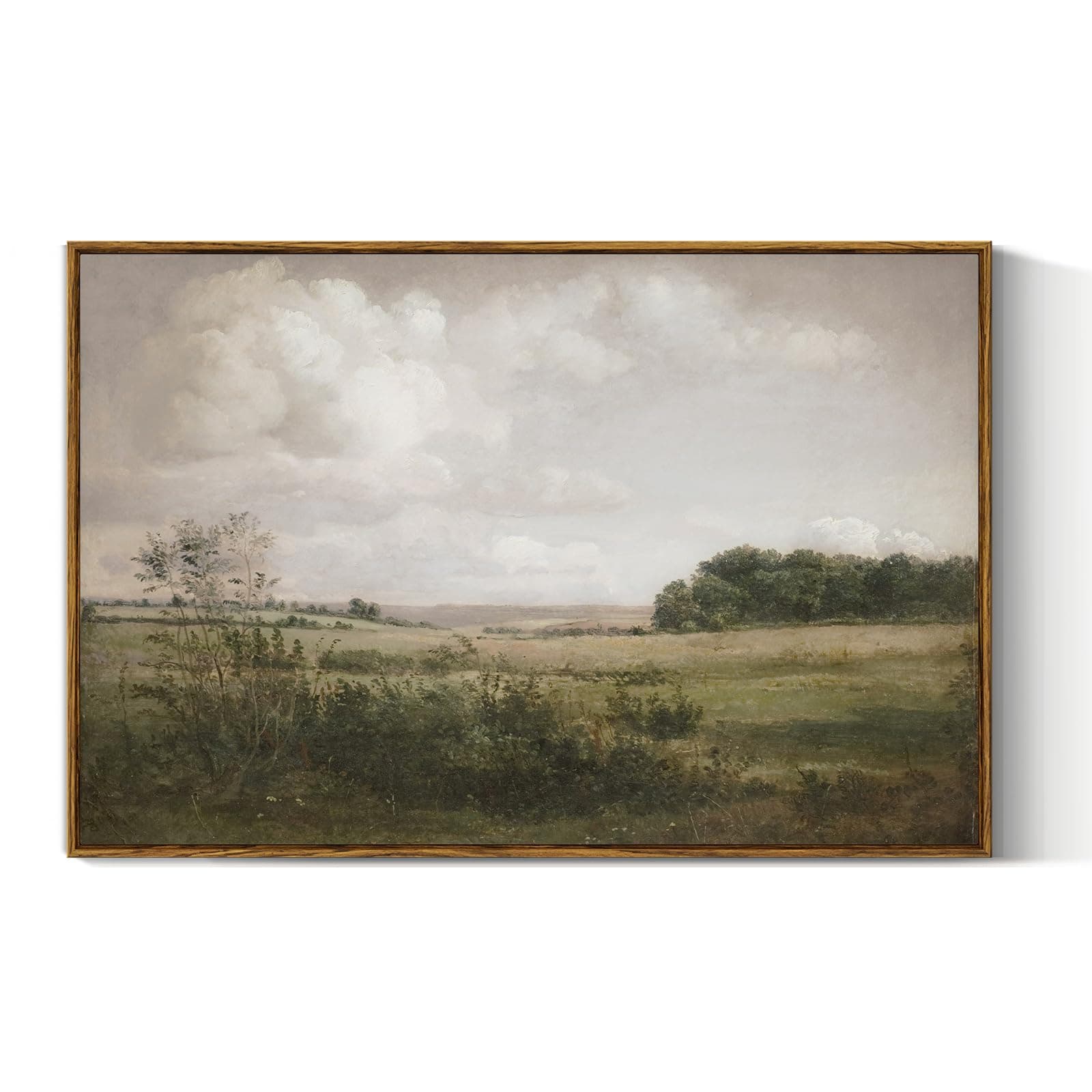 Vintage Landscape Large Framed Wall Art, Nature Wilderness Scenery Paintings Decor Aesthetic, 24x36 Inch Canvas Print Artwork, Retro Farm Landscape Wall Pictures for Bedroom Living Room