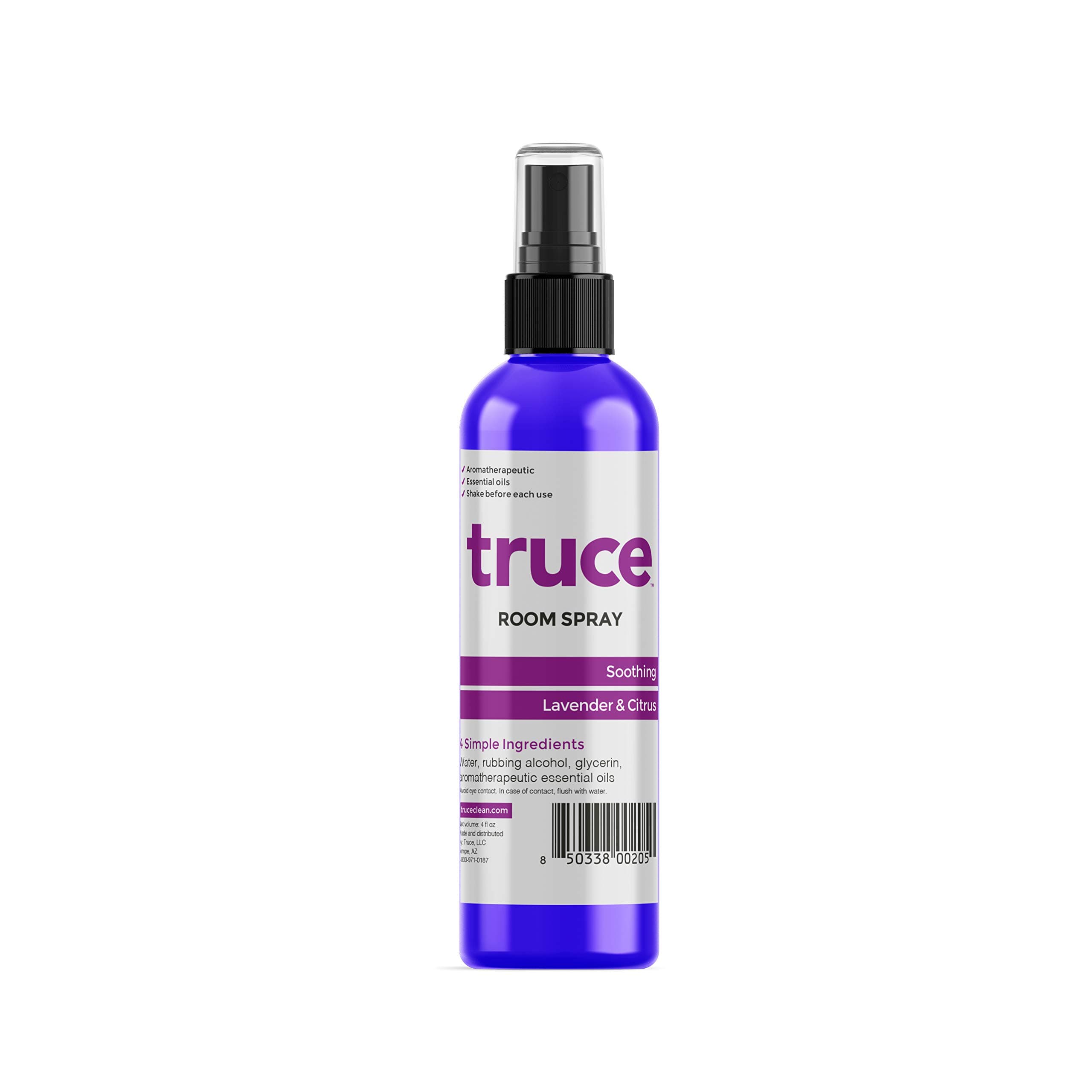 TRUCE Room and Linen Spray, Natural Aromatic Mist Made with Simple Pure Essential Oils, Relax Your Body & Mind, Refreshing Air Freshener Odor Eliminator (Lavender & Citrus)