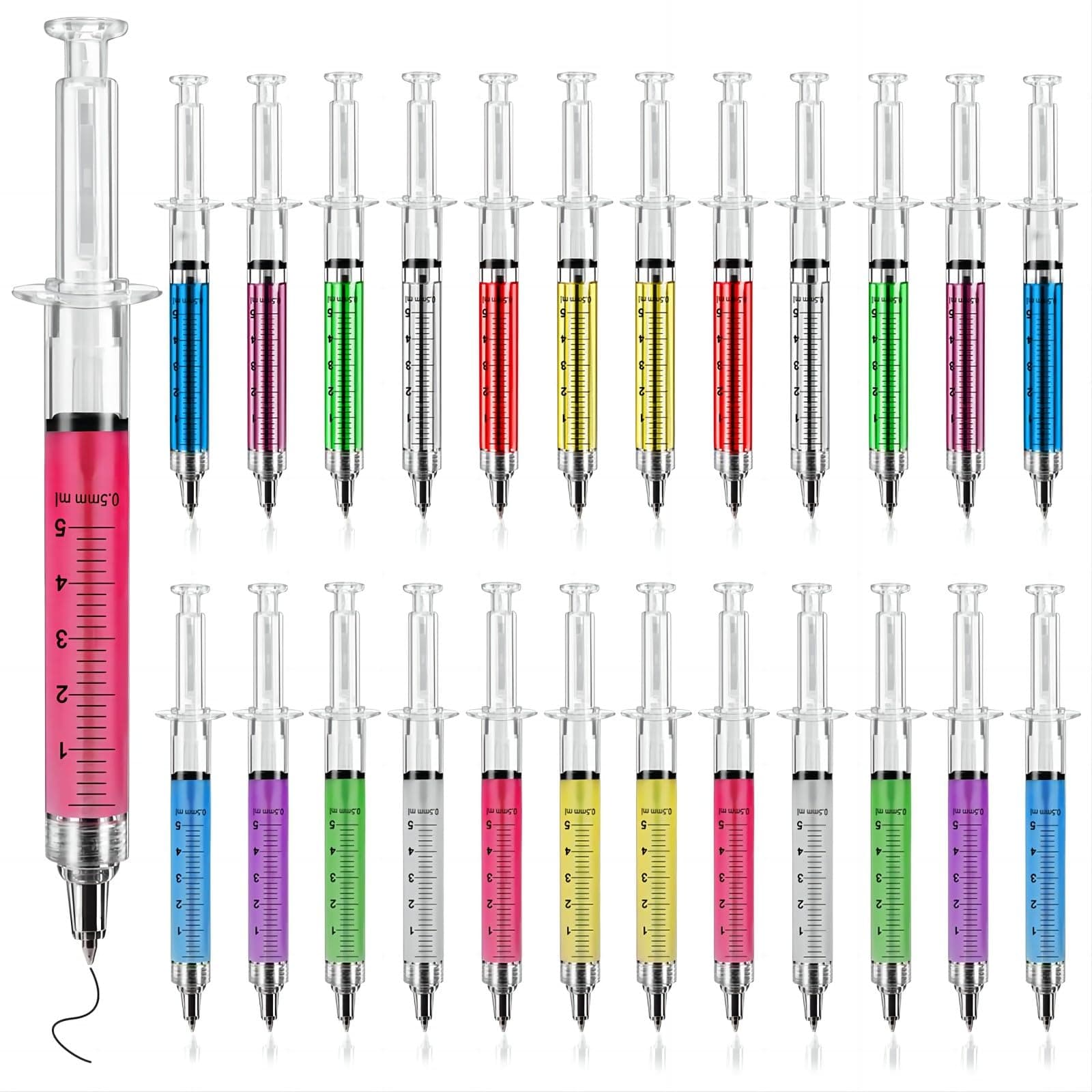 Macaron Syringe Pens - Novelty Pen Set for Nurses & Medical Office, Adult Gift for Nurses Week & Professional Milestones (12 Colors, 24 Pieces)