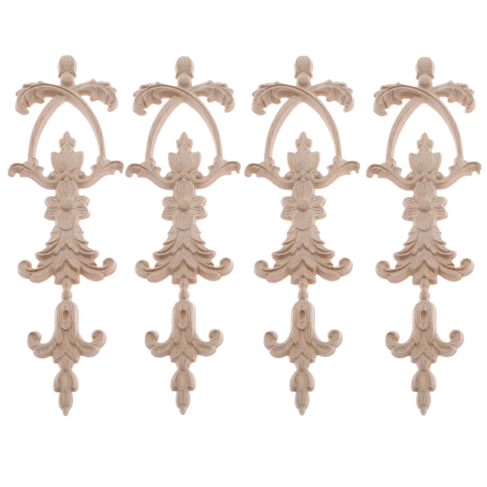 - MUXSAM Long Frame Onlays Appliques, Wood Carved Decals, 4-Pack Unpaint Wooden Carving Set for Wall Door Mirror Cabinet Dresser Cupboard Headboard Wardrobe Closet Decor, 27x8.5cm/10.63"x3.35"