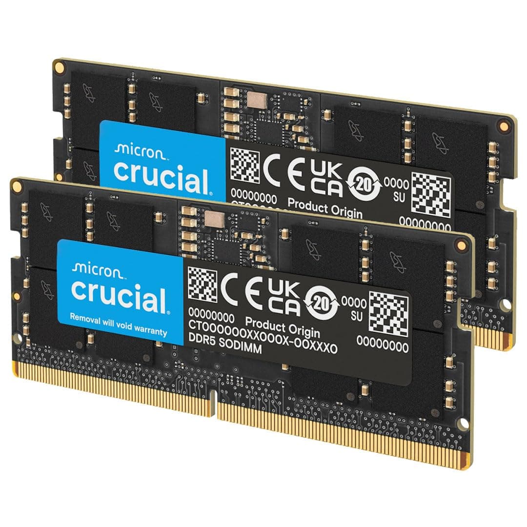 Crucial 128GB Kit (2X64GB) DDR5 RAM 5600MHz (or 5200MHz or 4800MHz) Laptop Memory Kit SODIMM 262-Pin Compatible with Intel Core Ultra and AMD Ryzen 8000 and above - CT2K64G56C46S5