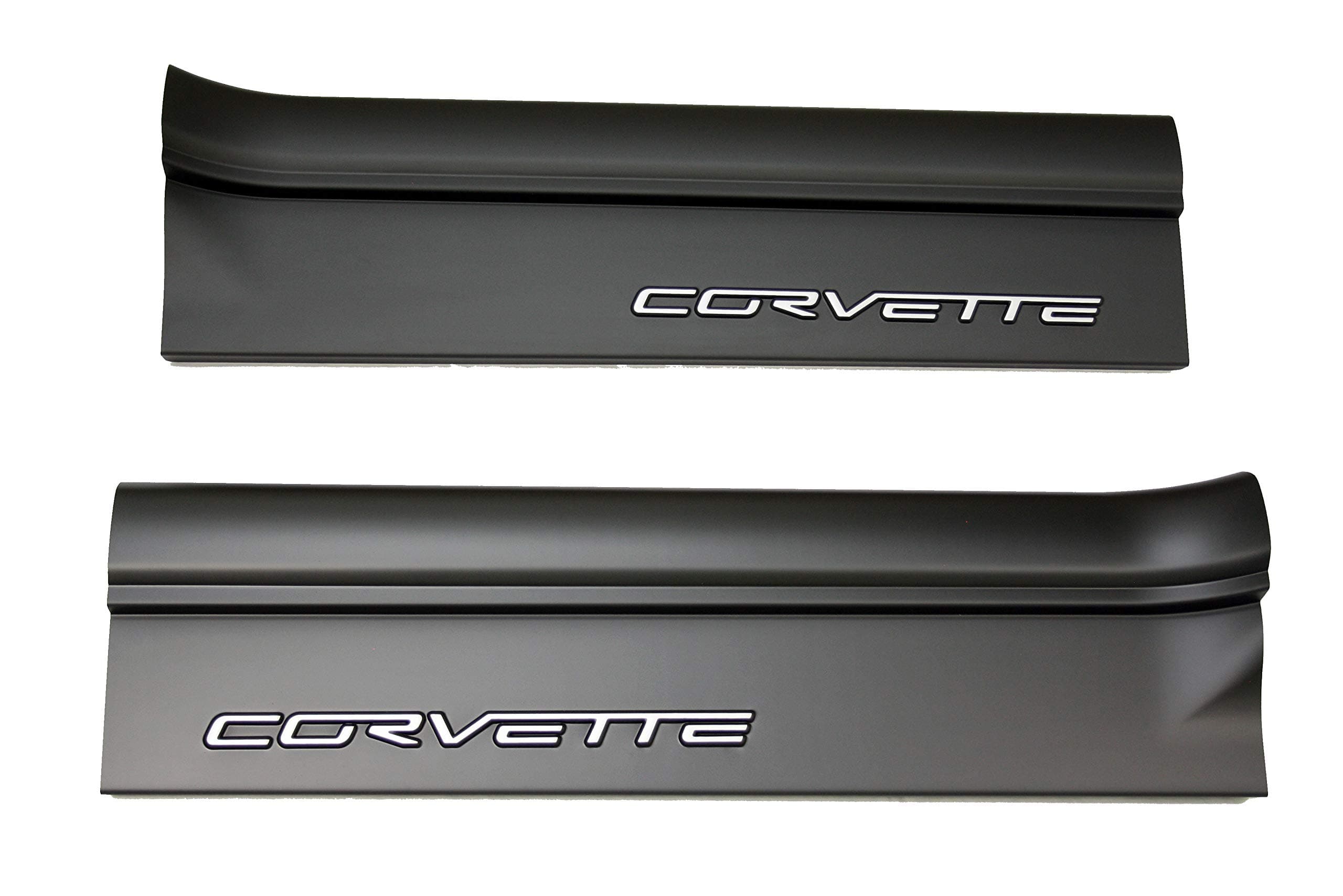 Keen PartsCorvette Door Sill Protector Guard Pair Black with Silver Logo 2005-2011 C6