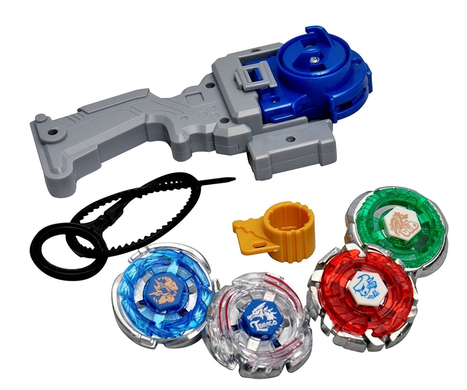 Moshiach 4 in 1 Beyblades Metal Fighter Fury with Metal Fight Ring and Handle Launcher - Multi Color