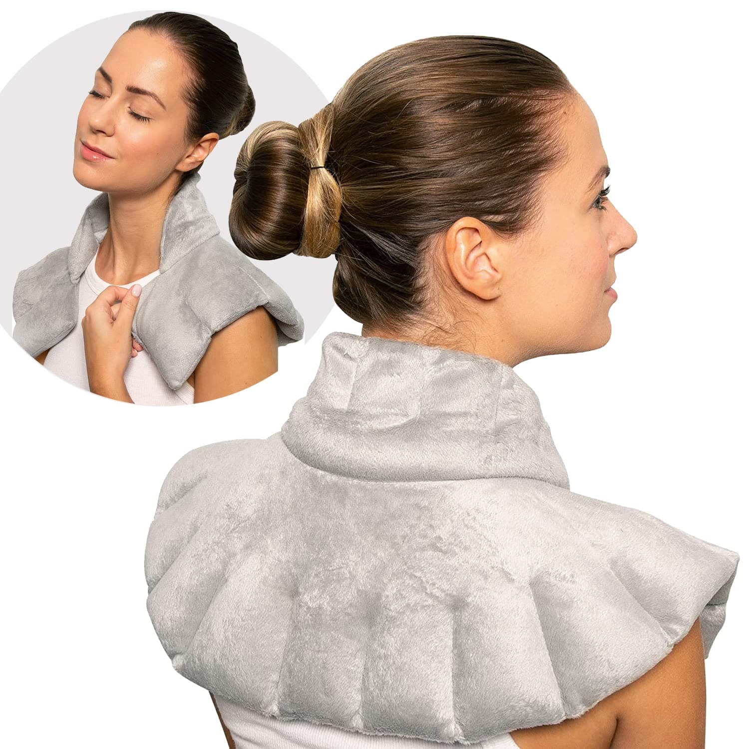 Microwavable Heating Pad and Cooling Neck Wrap, Comfort Wrap for Neck and Shoulders, Microwavable for Moist Heat Therapy and Freezable for Cooling Therapy, Lavender & Rose Aromatherapy