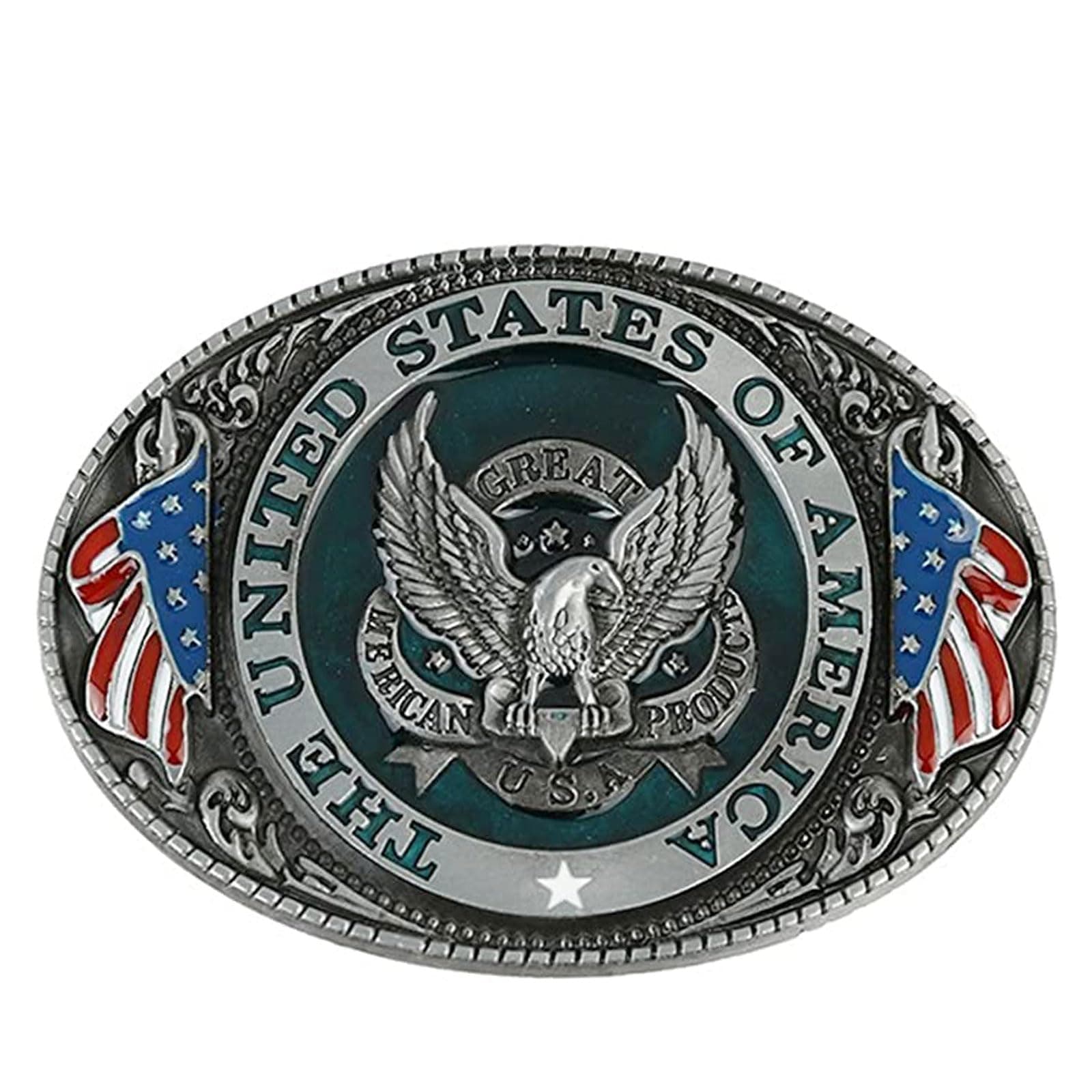 The United State of American Flag Belt Buckle Patriotic Eagle Western Cowboy Buckles for 4th of July Party Halloween Thanksgiving Day Gifts