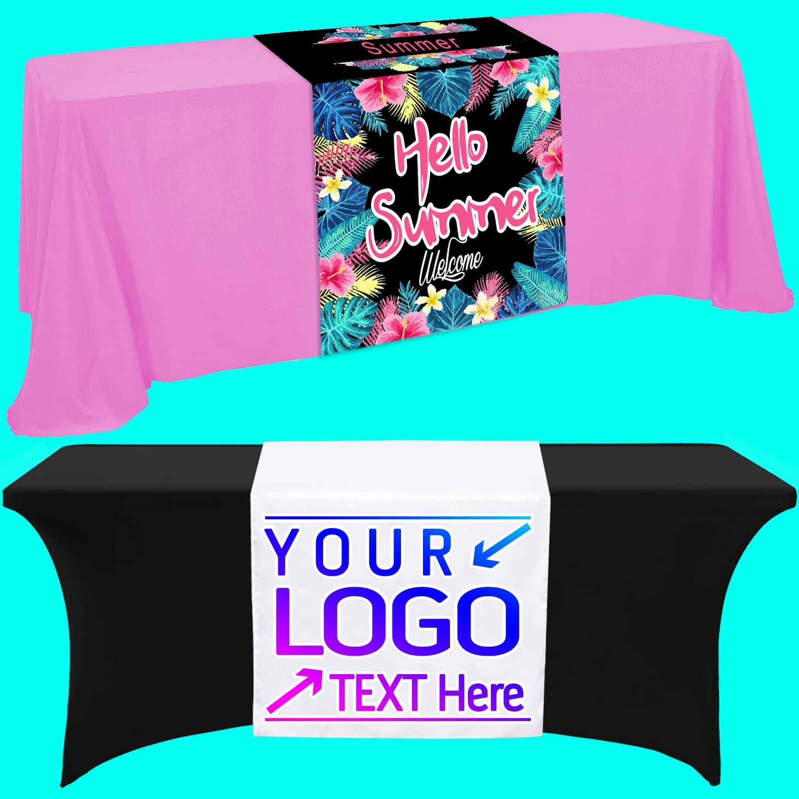 Custom Table Runner with Business Logo Text Up to 36"x72" Personalized Logo Table Runner for Business Vendors Wedding Birthday, 13"x72"