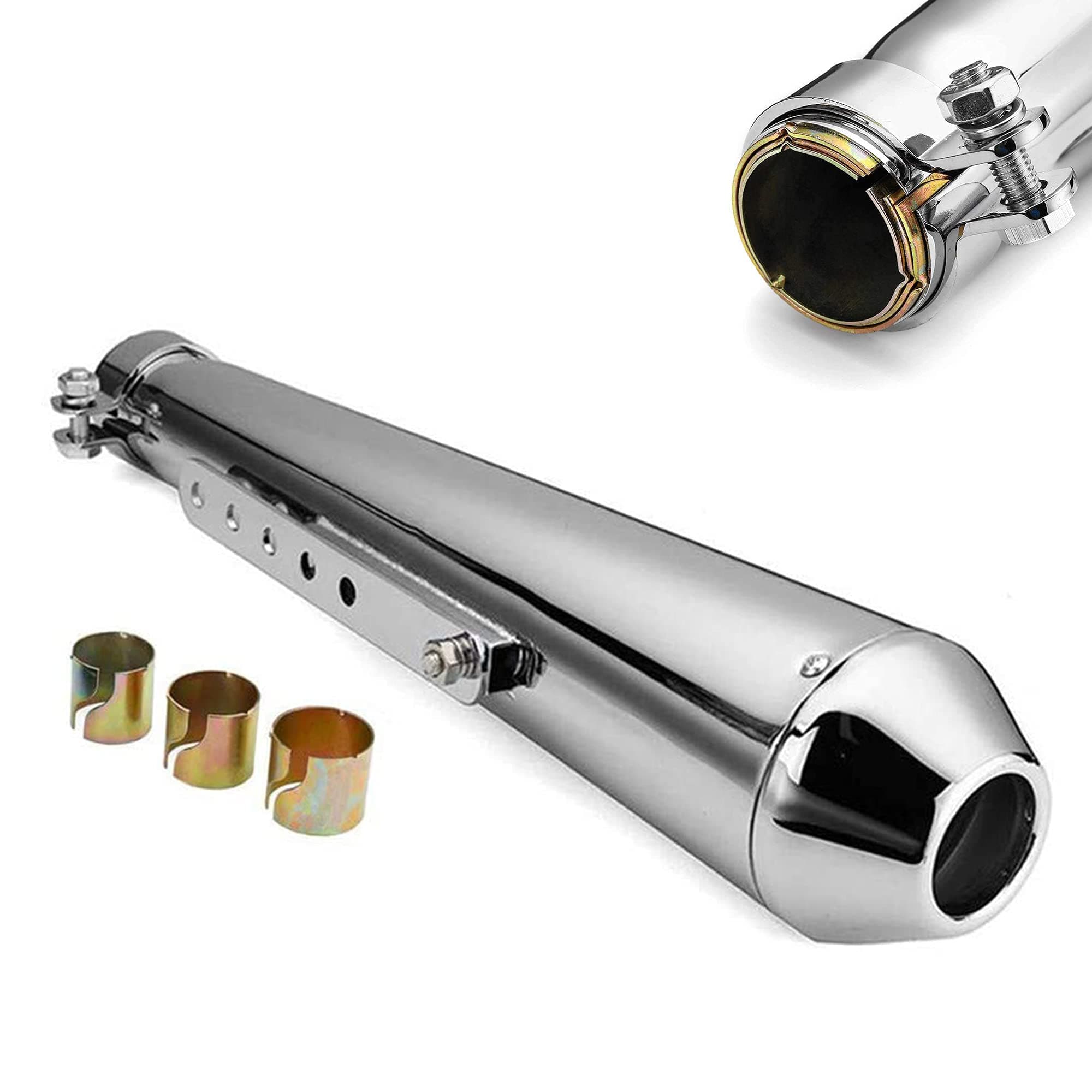 Oeyal Stainless Steel Exhaust Cone Muffler Universal Slip On 1.5-2" Inlet Motorcycle Exhaust With Moveable DB Killer Motorcycle Muffler Silencer Pipe Slip on for Dirt Bike Street Bike Scooter (Silver)