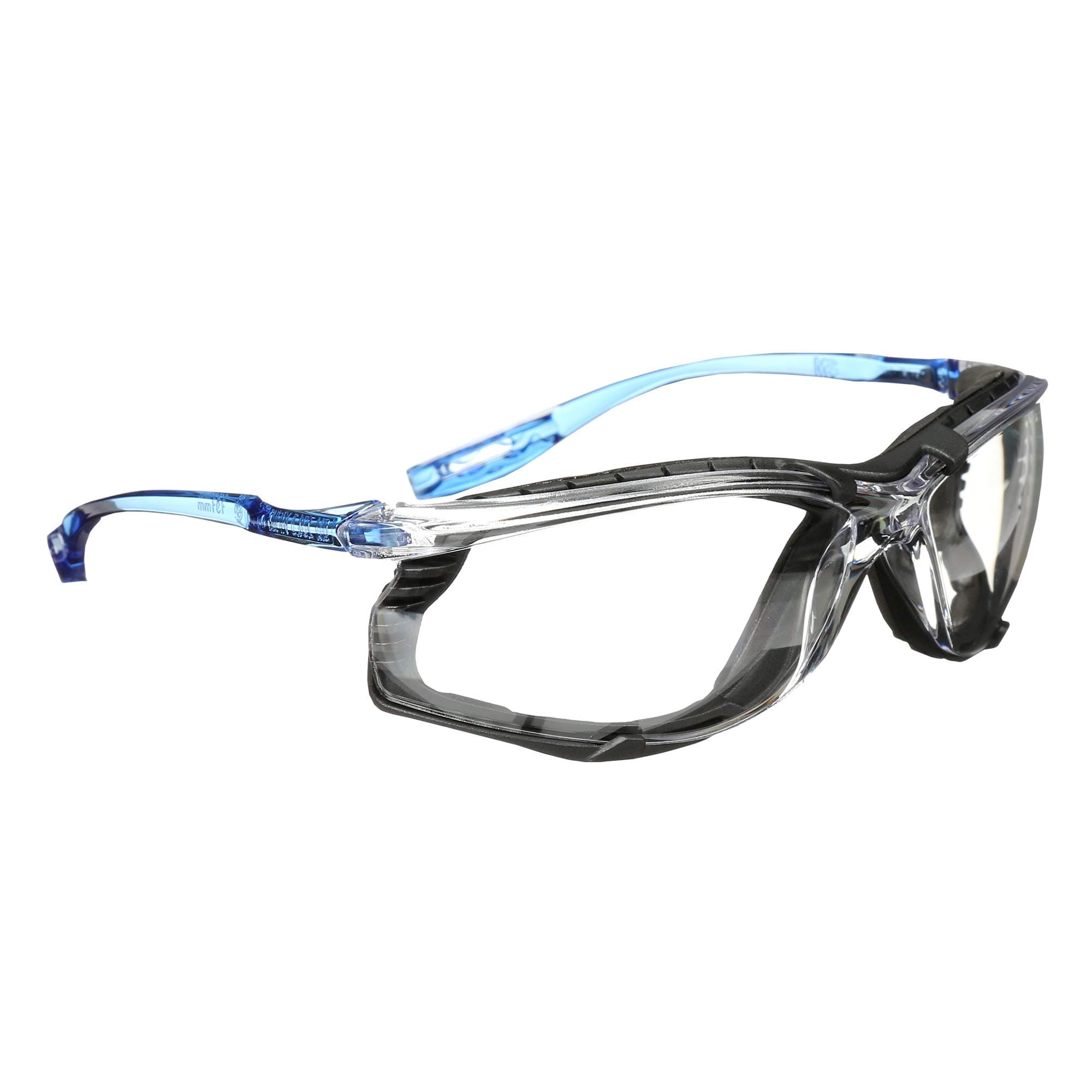3M Safety Gl, Virtua CCS, ANSI Z87, Anti-Fog, Clear Lens, Blue Frame, Corded Ear Plug Control System, Removable Foam Gasket