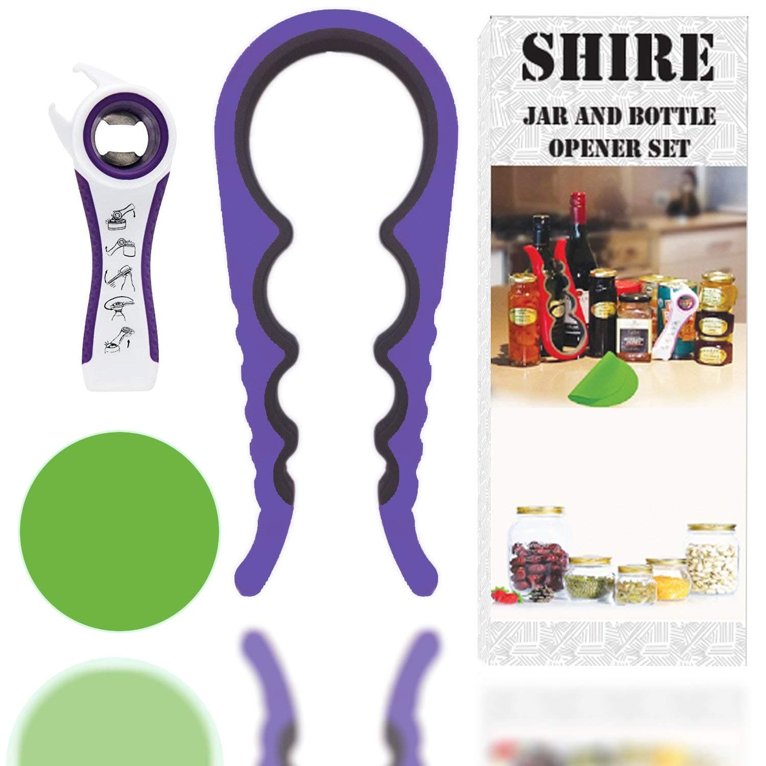 Jar Opener Can Opener, Set of 3 Premium Kitchen Gadgets- Grip Jar and Can Lid Opener For Seniors & Arthritis Suffers-2 eBooks with 100 Ideal Recipes.…