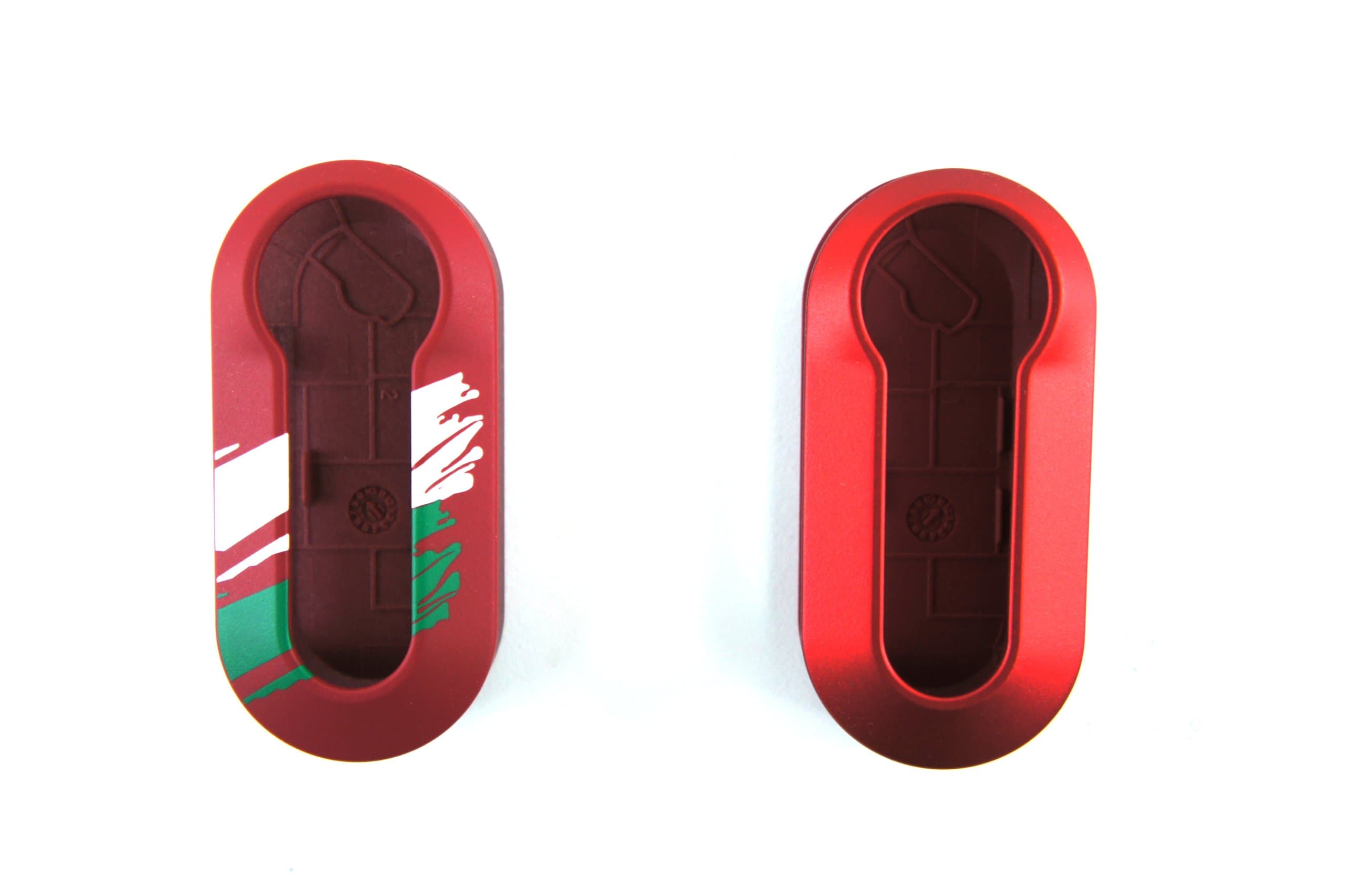GENUINE FIAT Accessories 82212677 Red with Graphic (1) and Red (1) Key Cover for Fiat 500/500C