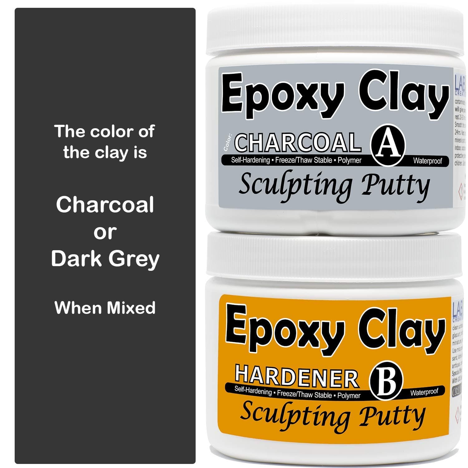 2 Part Sculpting Epoxy Clay 1 lb Kit | Color: Charcoal | Air Dry Self Hardening Non Ceramic Resin Putty Permanent Bond | waterproof | Wood, Crack & Stone repair/filler | Modeling Clay | LXC