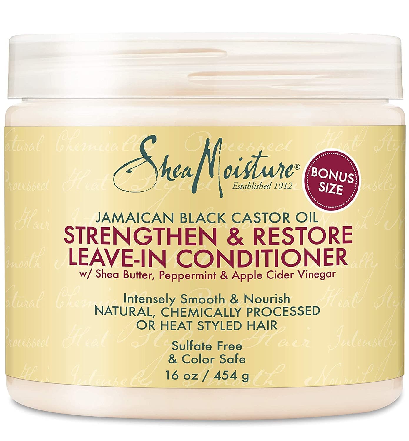 Shea Moisture Leave in Conditioner with Jamaican Black Castor Oil for Hair Growth, Strengthen & Restore, Vitamin E, Curly Hair Products Safe for use on Hair Color, 15 Oz