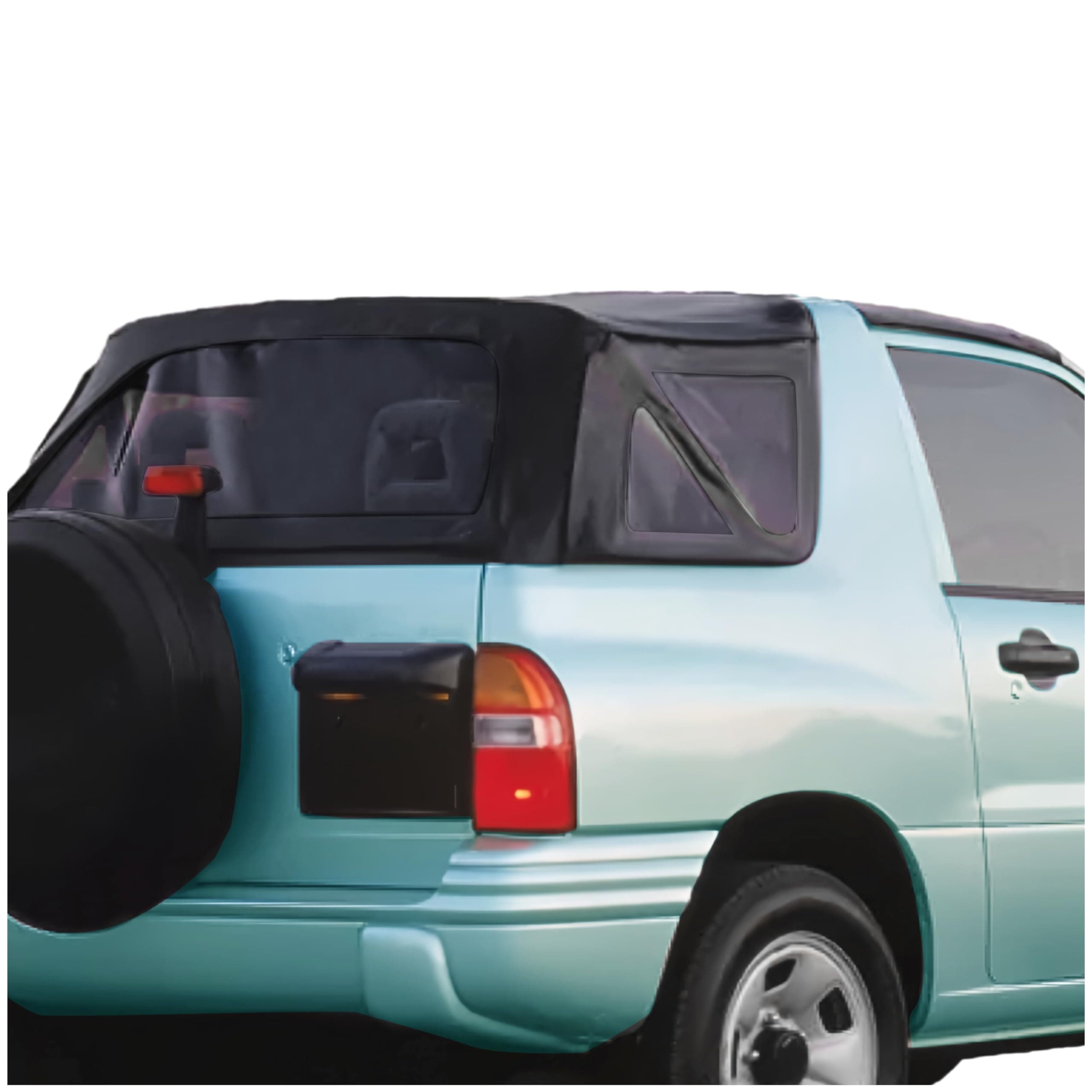 KUAFU Soft Top Compatible with 1999-2004 Suzuki Vitara Geo Tracker Black Sailcloth Vinyl Tinted Plastic