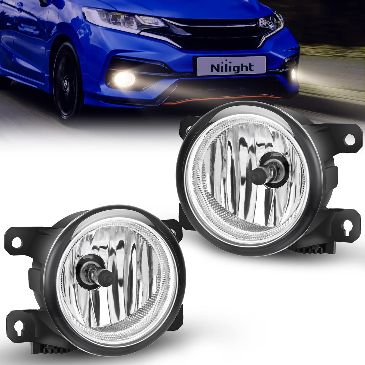 Nilight Fog Lights Assembly Compatible with Honda Civic Sedan Fog Light Assembly 2013 2014 2015 2016 2017 2018 2019 2020 2021 Civic 2015-2020 Fit 2019-2020 HRV