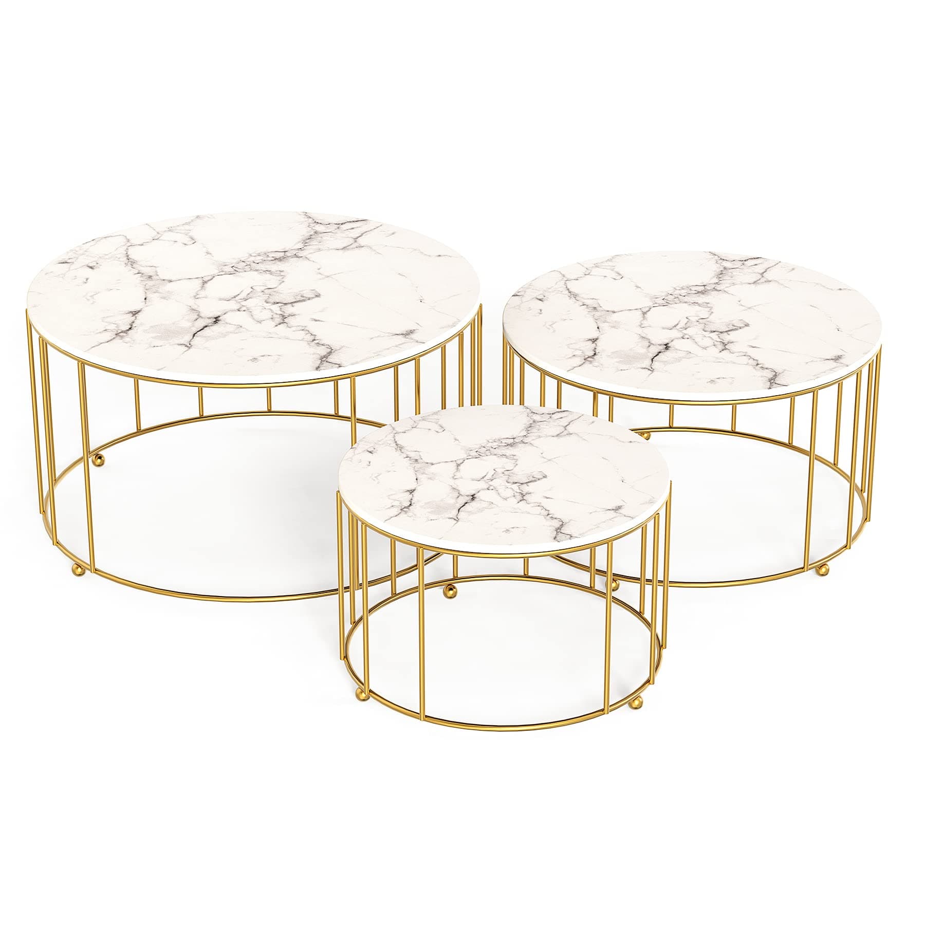 TRSPCWR Gold Cake Stand, Cupcake Stand Set of 3, Round Display Dessert Stand Imitation Marbling Decoration Finish