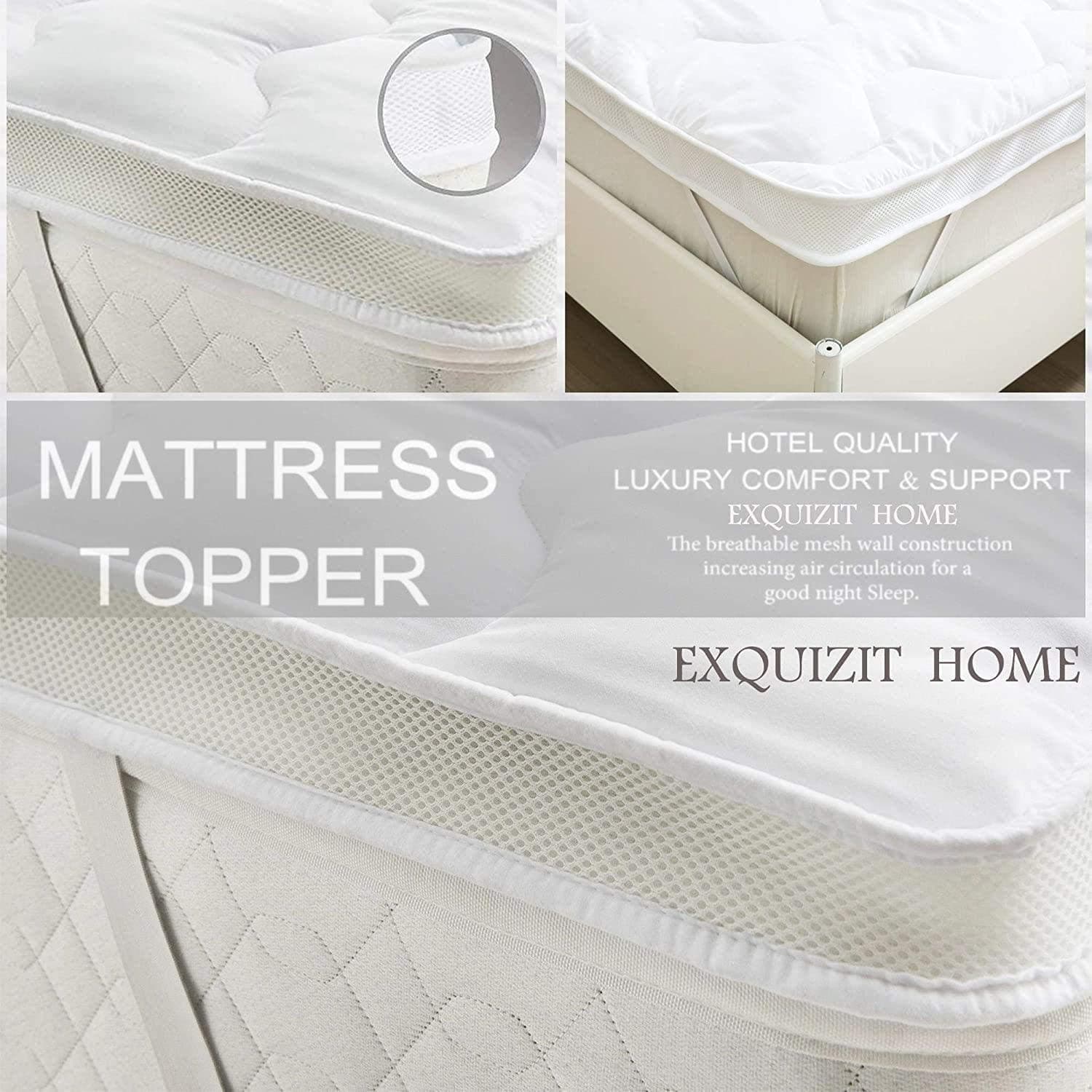 Microfiber Mattress Topper5cm HollowFibre Filling ANTI ALLERGIC Ultra Air Flow Mattress Protector Topper King By EXQUIZIT HOME.