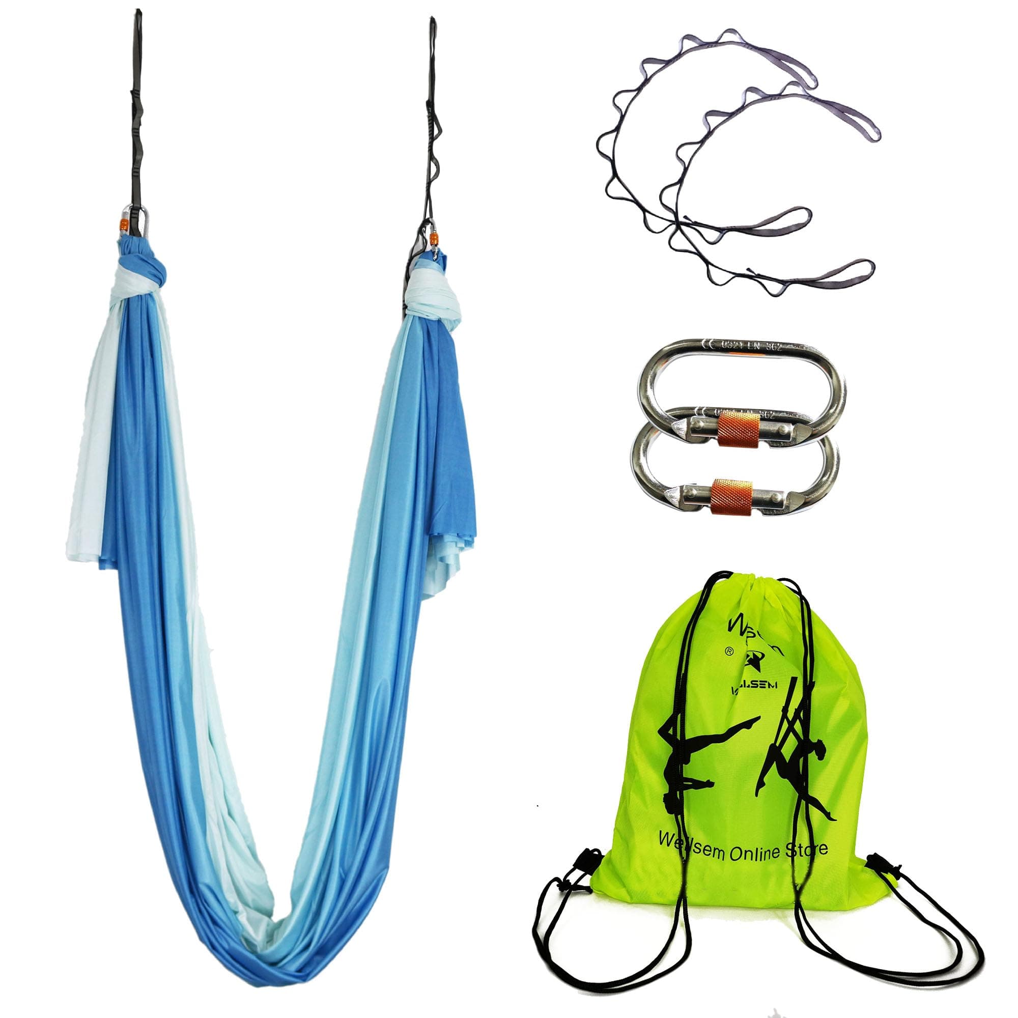 Aerial Yoga Hammock Aerial Pilates Silk Yoga Swing Set Inversion Equipment include daisy Chain, Pose Guide 5.5 yards