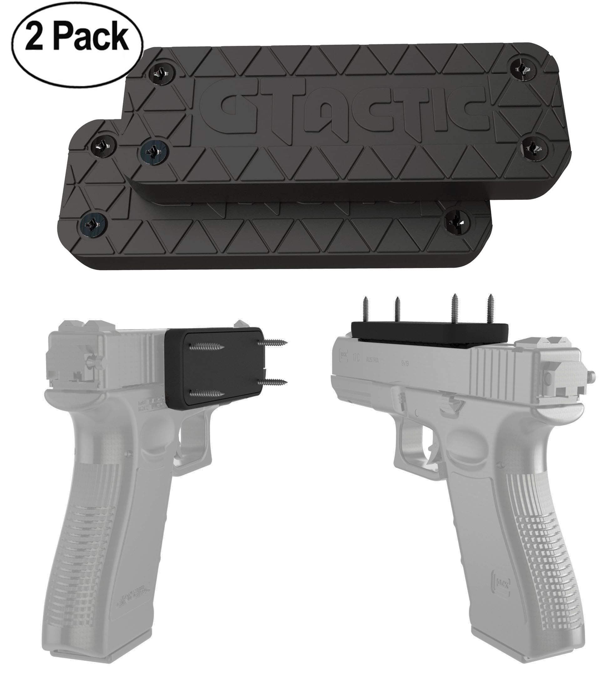 GTactic 2 Pack Magnetic Mount with Adhesive | Rubber Coated 45 Lbs Rated Magnet Mount & Holster | Concealed Holder for Firearms