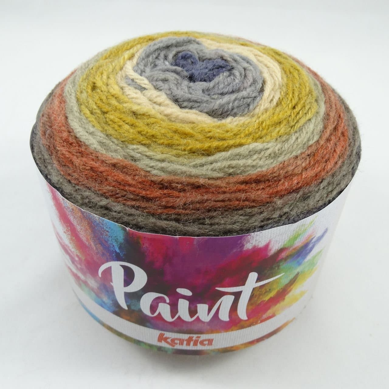 Katia Paint colour 53 One ball one shawl 150g ball 80% Acrylic 20% Wool 540 mts. / 590 yds using 5mm needles or crochet witth 3.5mm hook