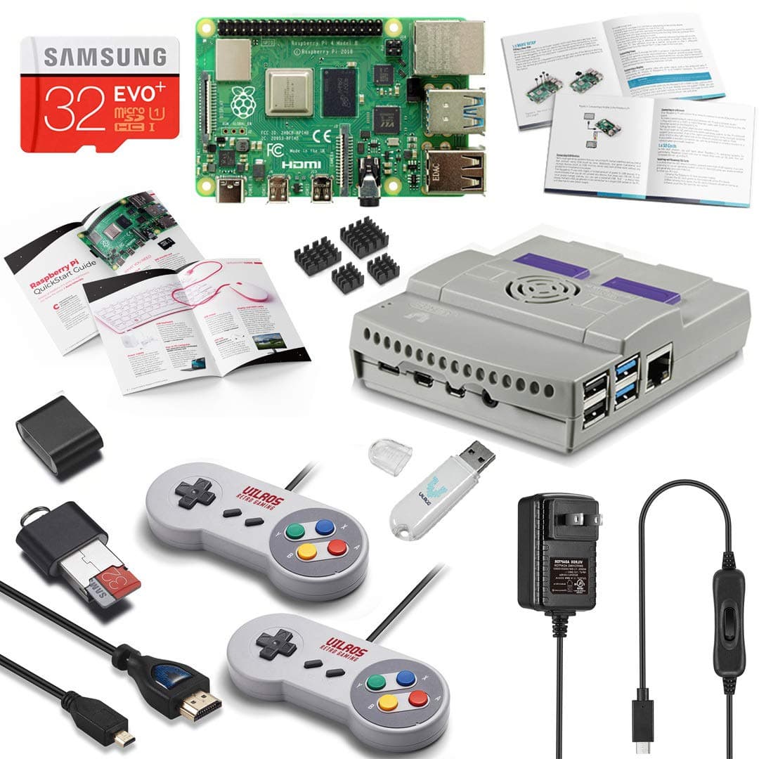 Vilros Raspberry Pi 4 2GB SNES Style Retro Gaming Kit-Includes 2 SNES Style Gamepads and SNES Style Case