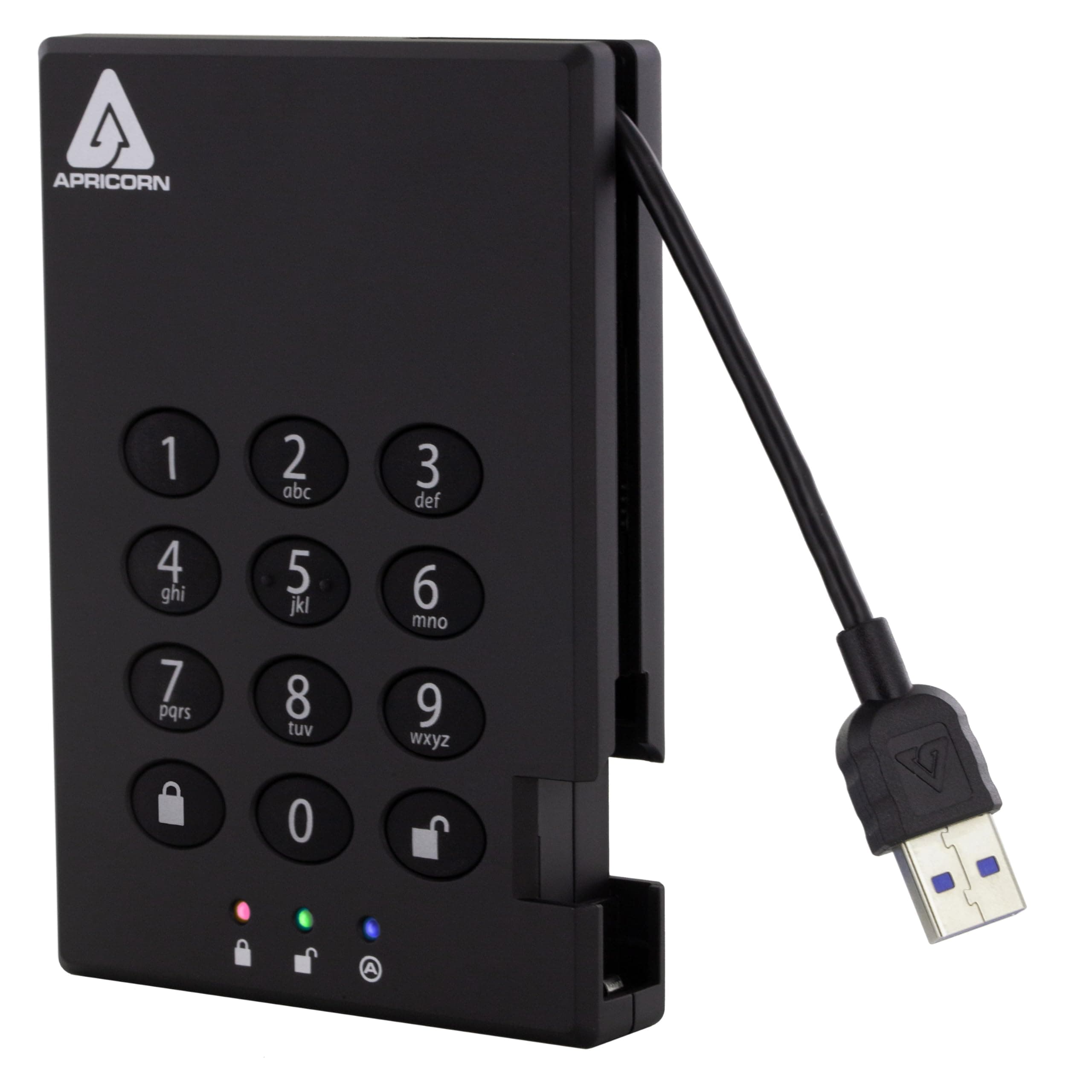 Apricorn Aegis Padlock 500 GB USB 3.0 256-bit AES XTS Hardware Encrypted Portable External Hard Drive (A25-3PL256-500)